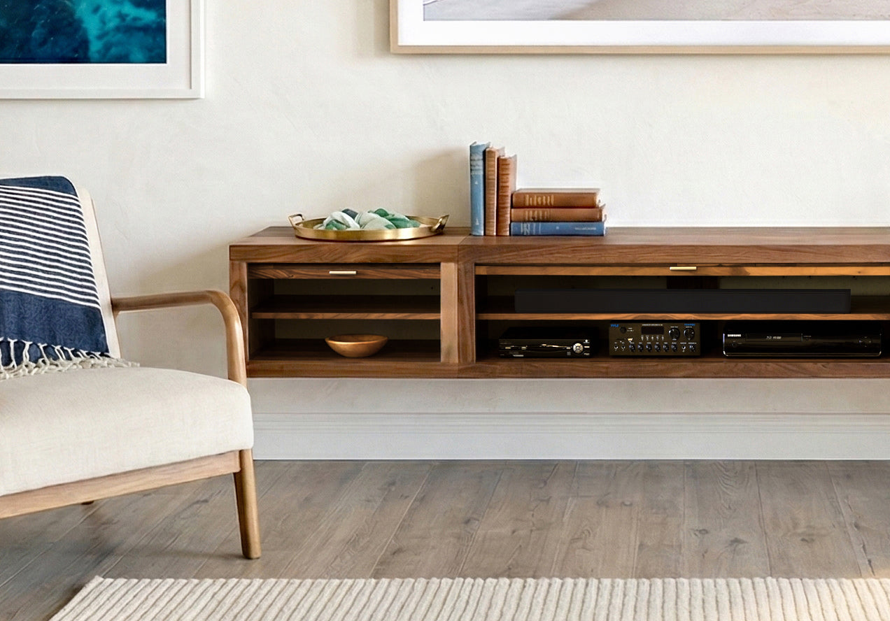 Walnut Floating TV Stand Wall Mount Media Console - ECO GEO - Walnut