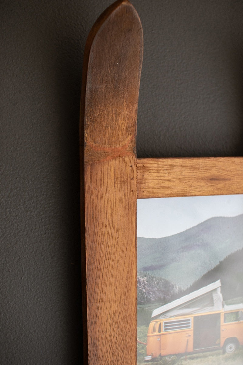Wood Snow Ski Shaped Wall Picture Frame - Set of 2