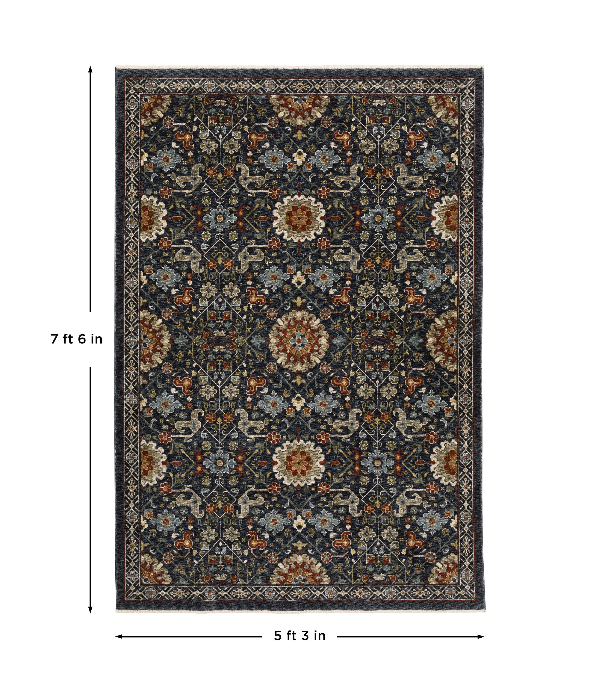 Blue Red Ivory Gold Traditional Persian Classic Area Rug