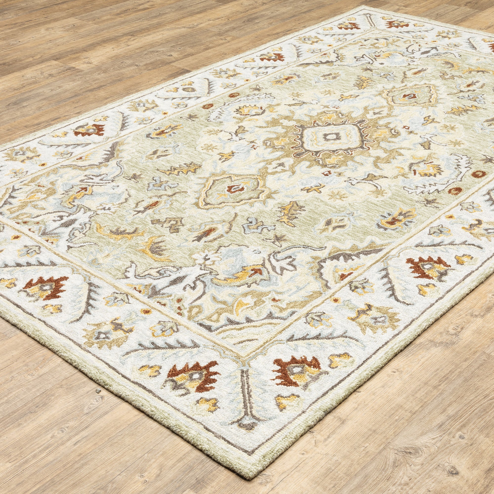 Ivory Beige Gold Muted Grey Traditional Vintage Bohemian Area Rug