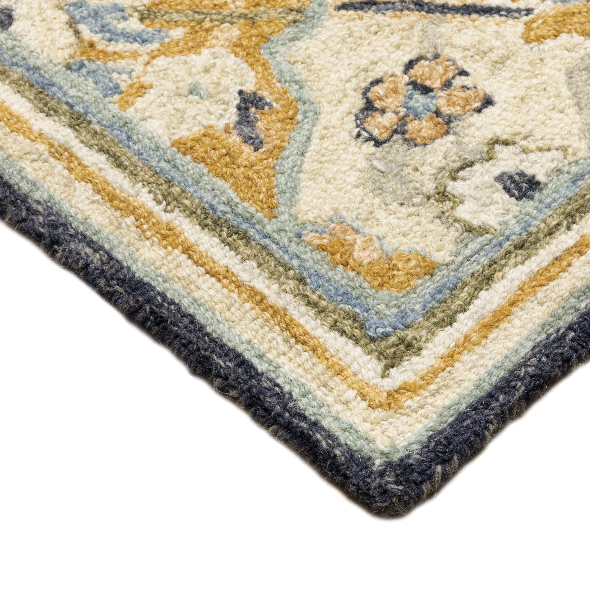Blue Green Gold Navy Ivory Traditional Vintage Bohemian Area Rug