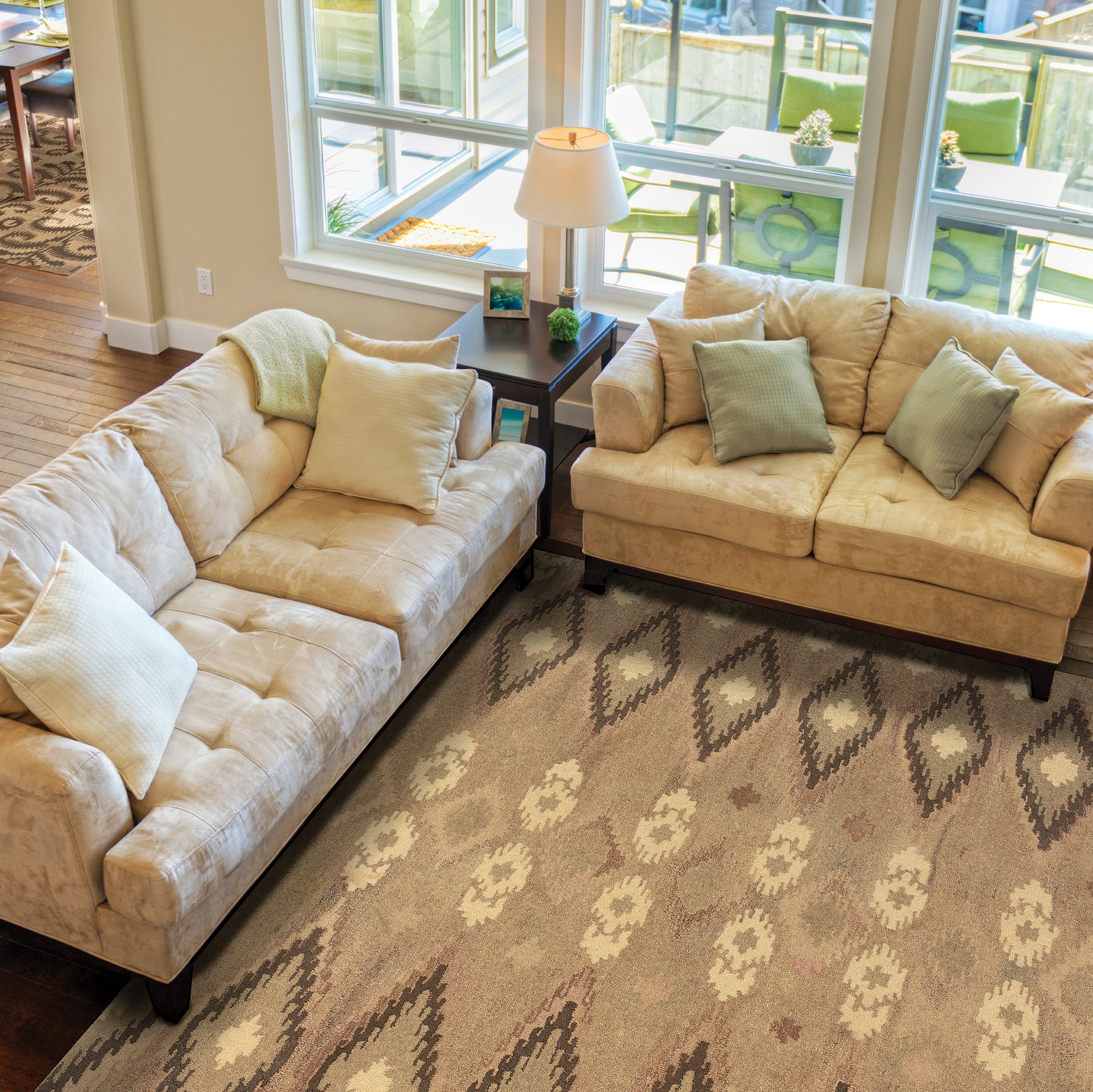 Beige Ivory Brown Pink Tan Bohemian Global Scandinavian Area Rug