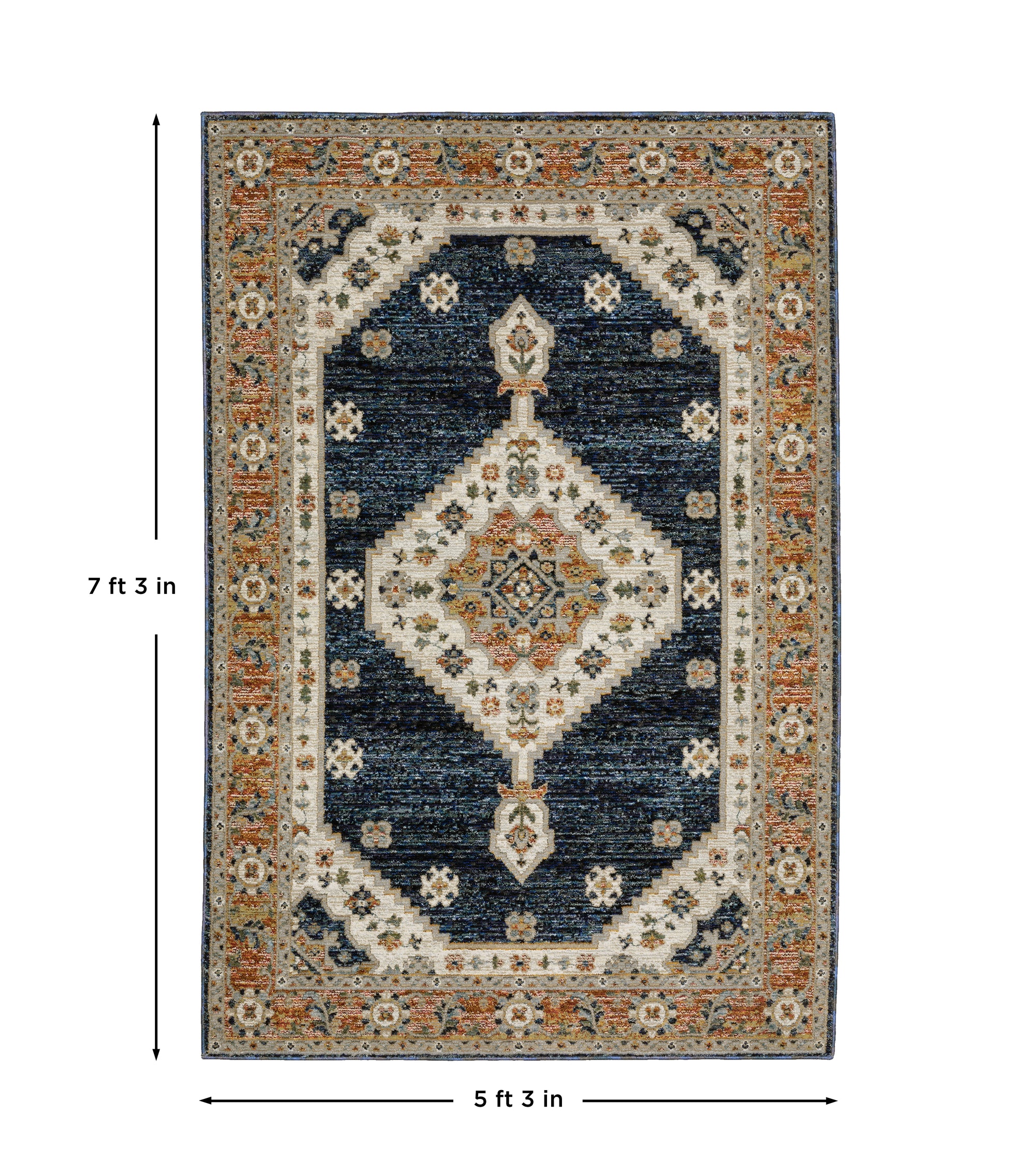 Blue Orange Rust Ivory Gray Gold Green Beige Bohemian Traditional  Area Rug