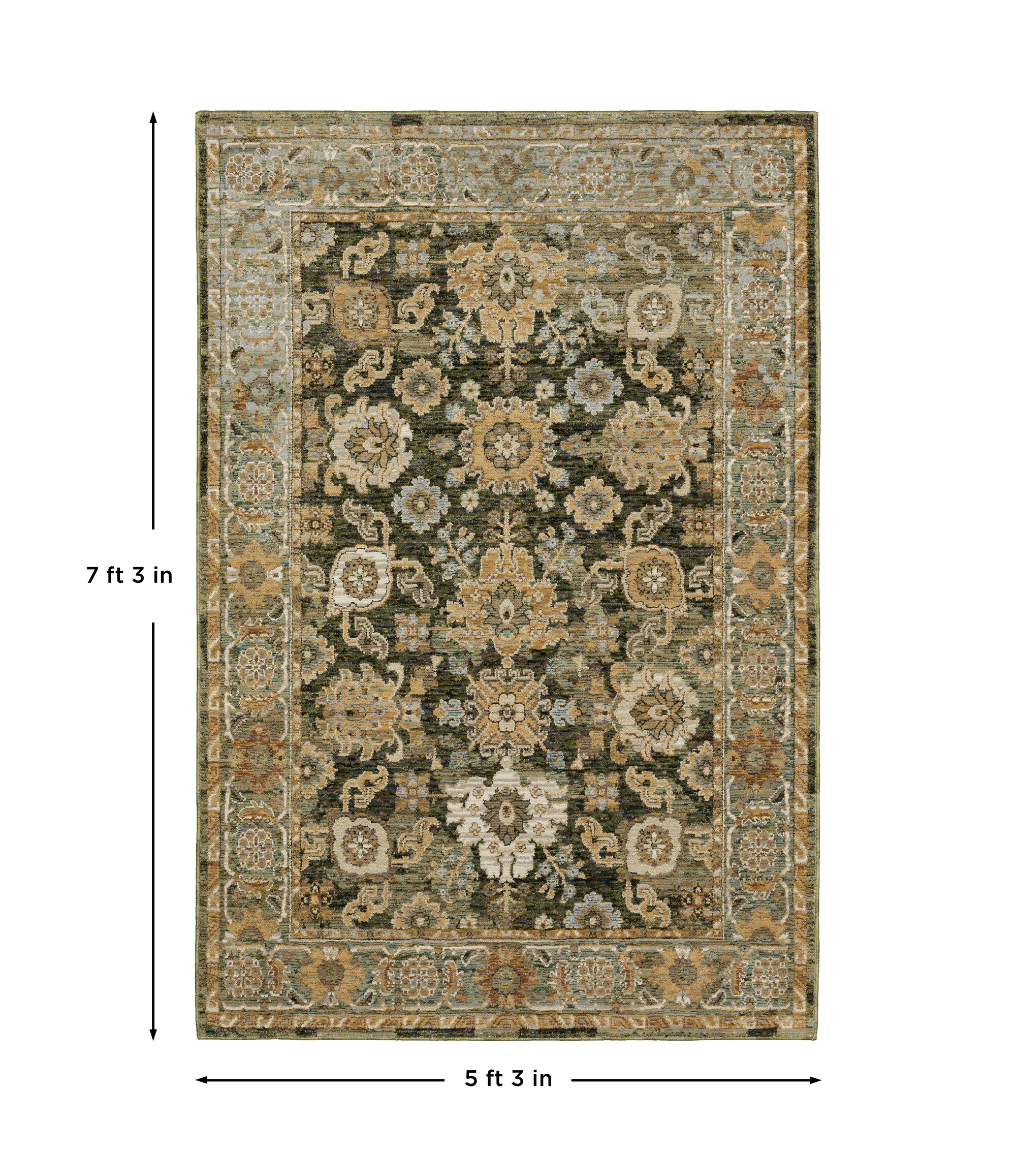 Green Gold Blue Grey Rust Brown Ivory Beige Lavender Traditional   Area Rug