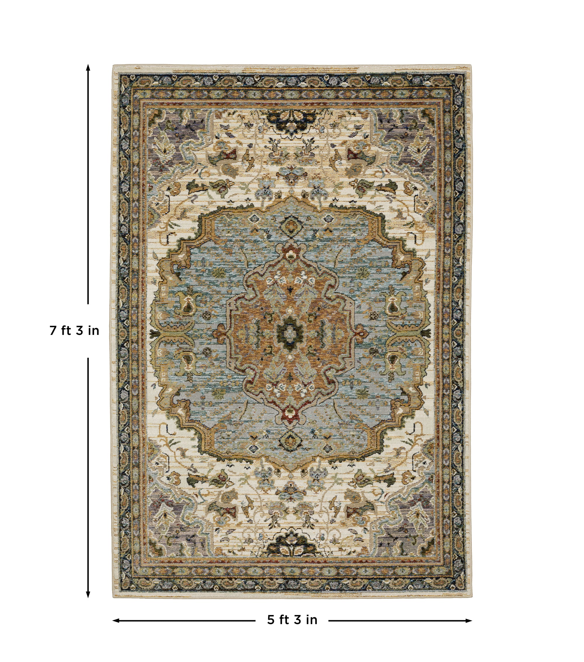 Ivory Blue Gold Green Rust Teal Beige Orange Brown Lavender Traditional   Area Rug