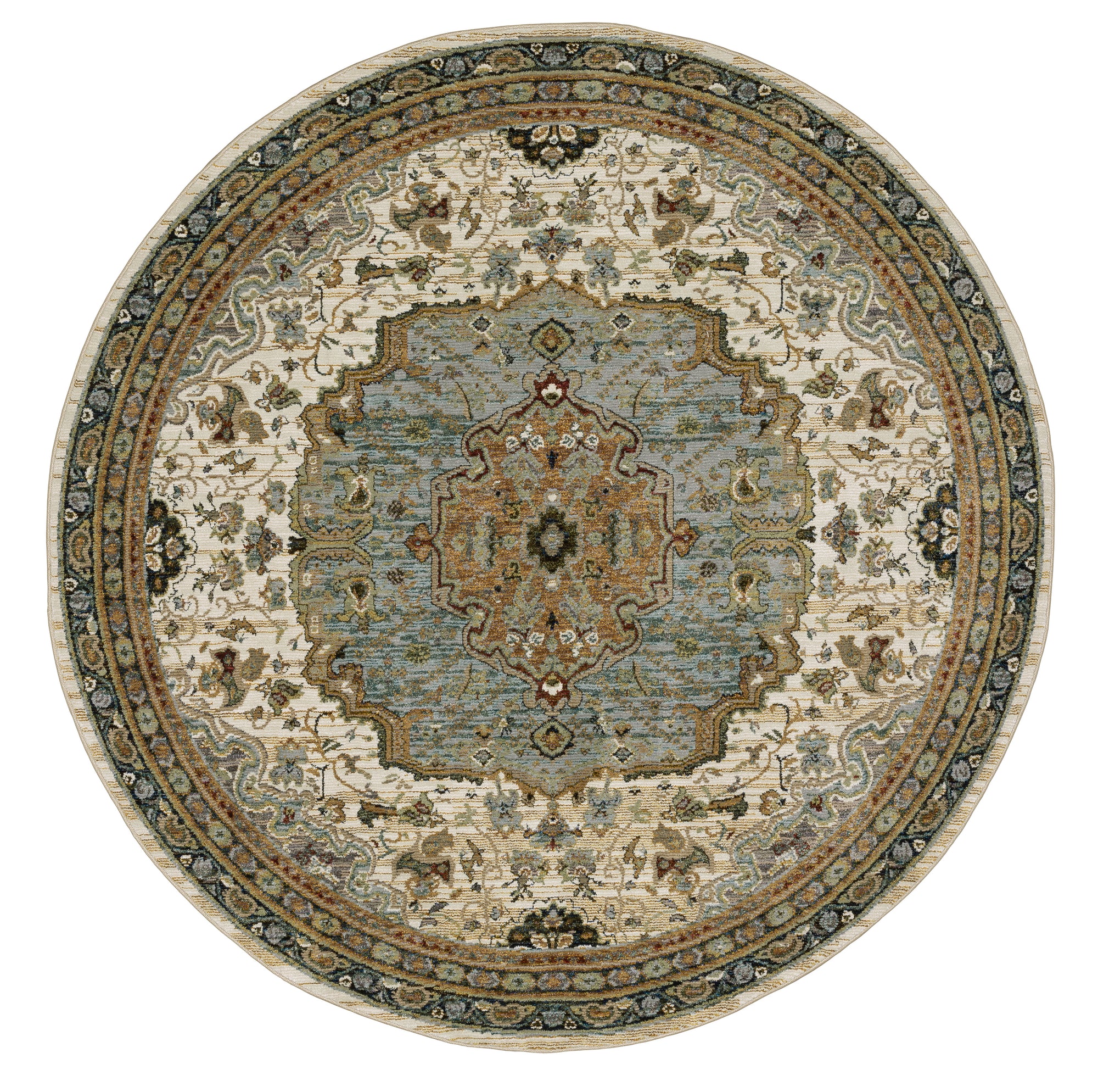 Ivory Blue Gold Green Rust Teal Beige Orange Brown Lavender Traditional   Area Rug
