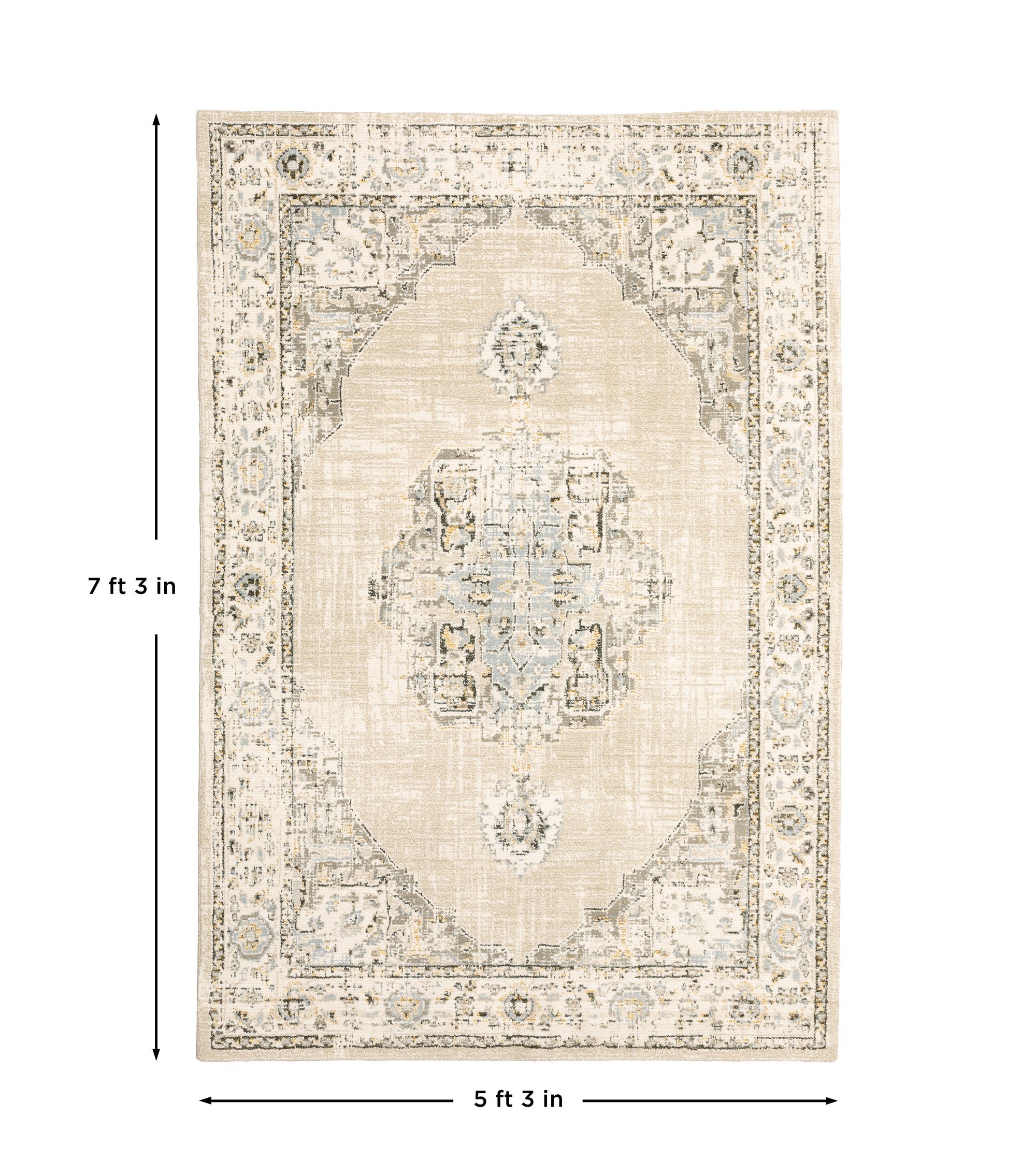 Beige Ivory Traditional Vintage Bohemian Area Rug