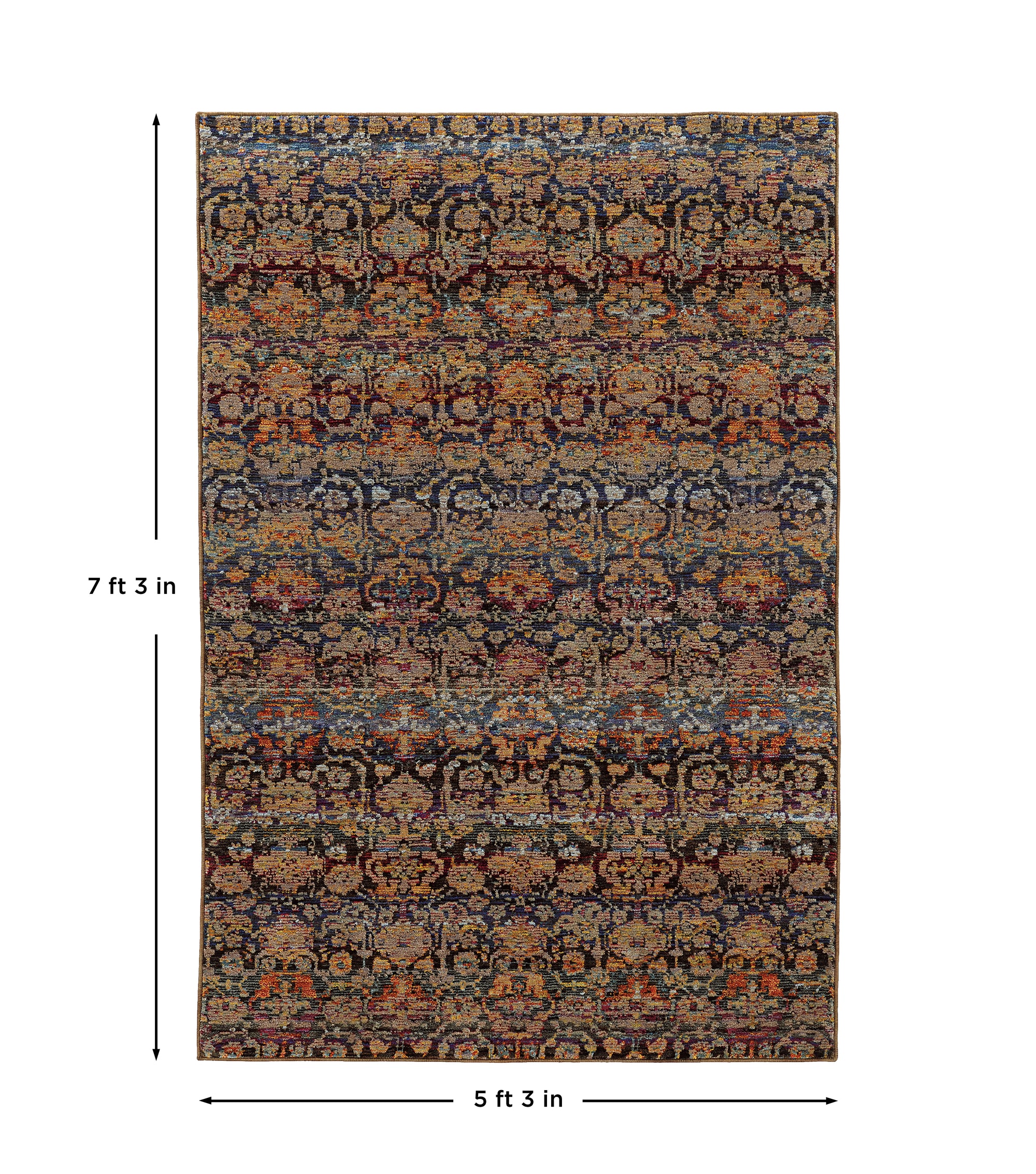 Multi Blue Traditional Vintage Bohemian Area Rug