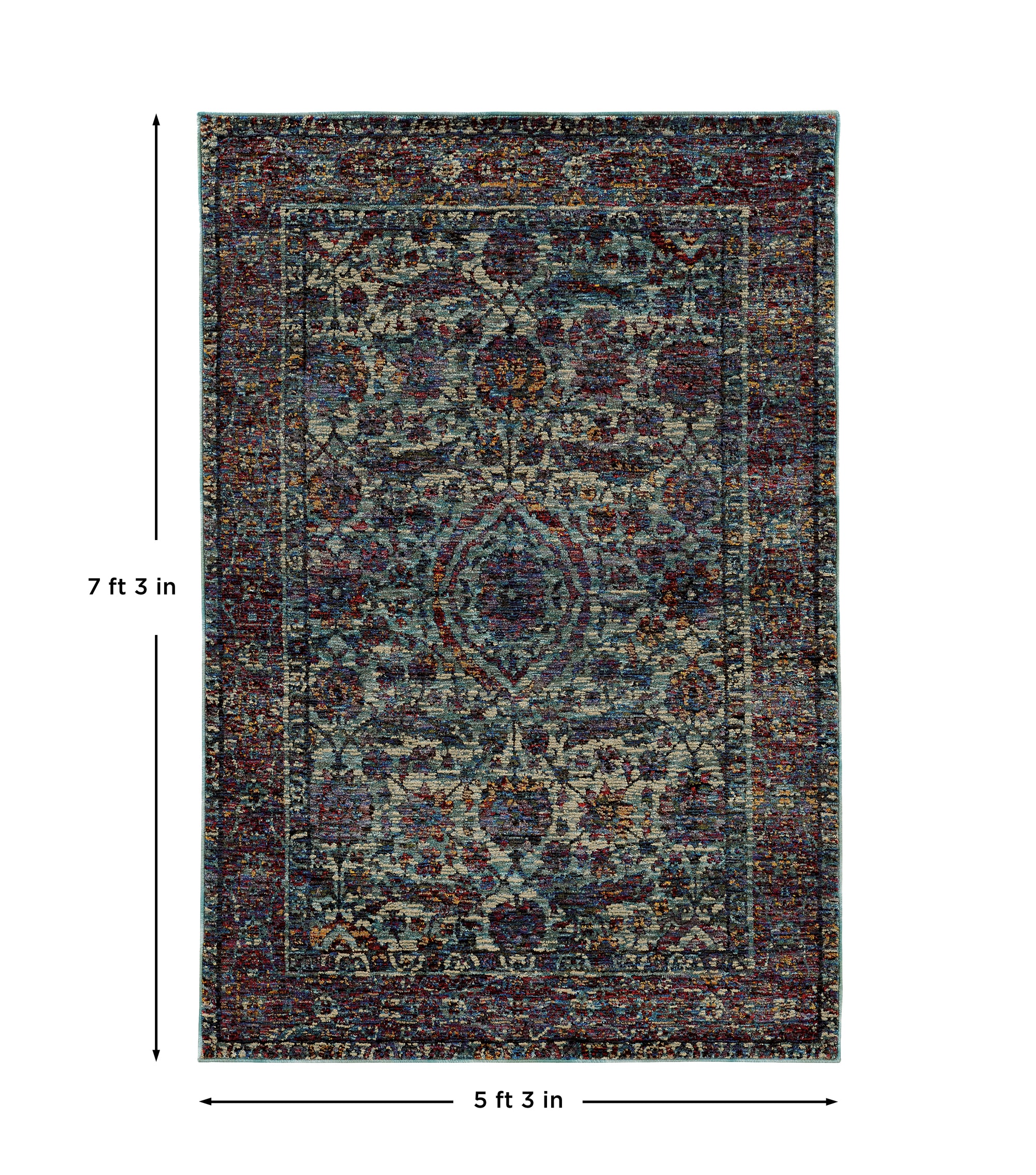 Blue Purple Traditional Vintage Bohemian Area Rug