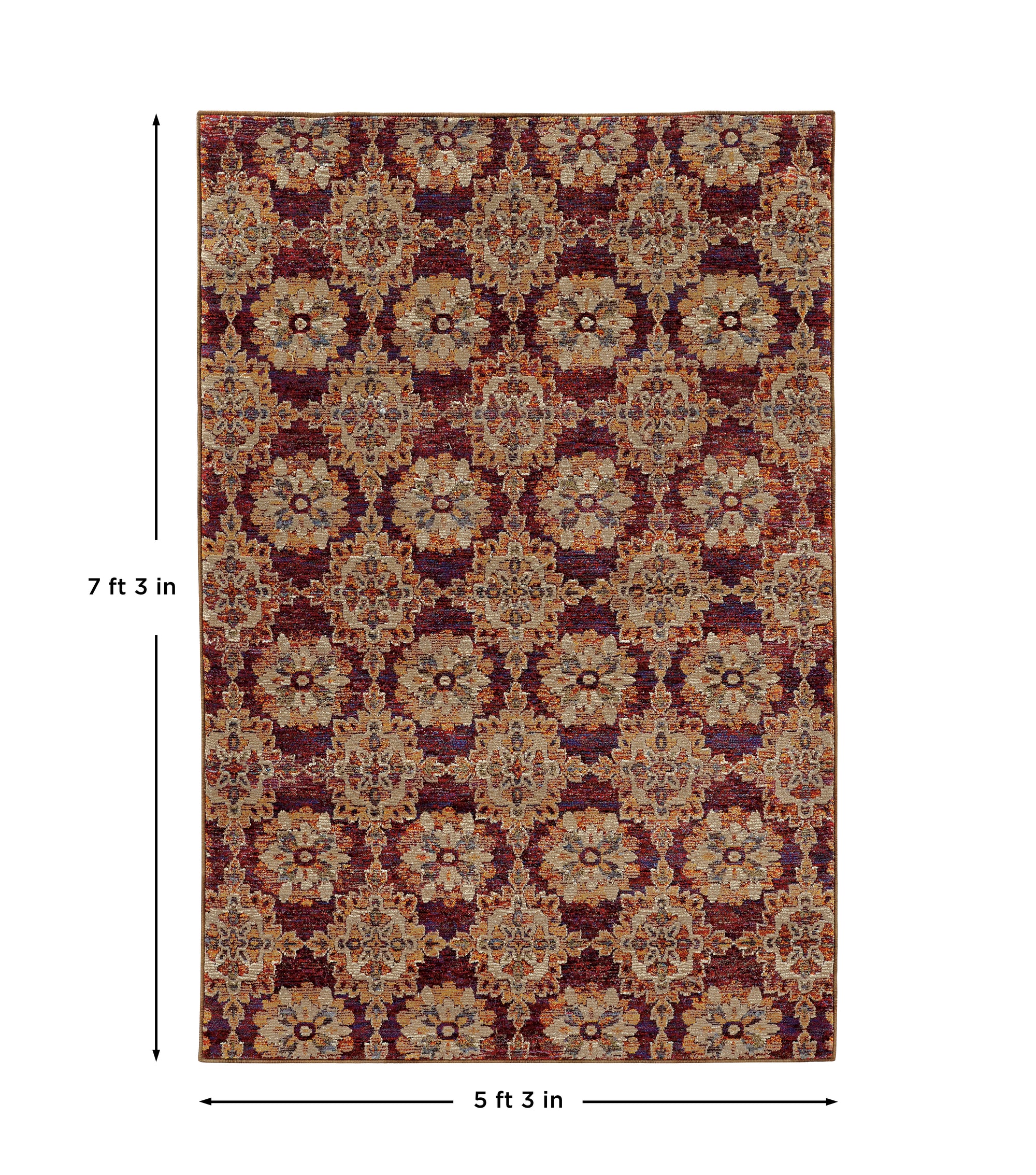 Red Gold Traditional Vintage Bohemian Area Rug