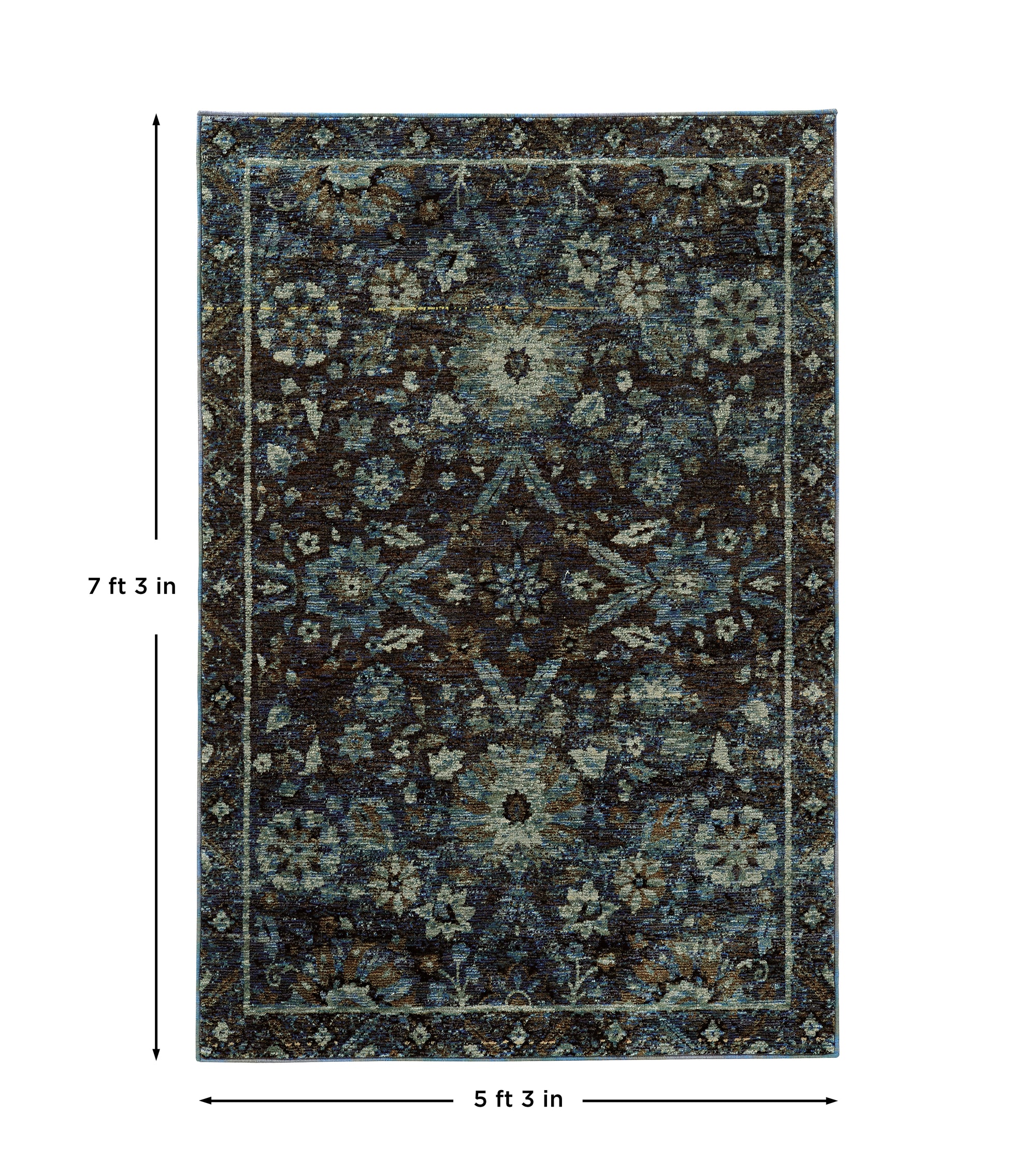 Navy Blue Traditional Vintage Bohemian Area Rug