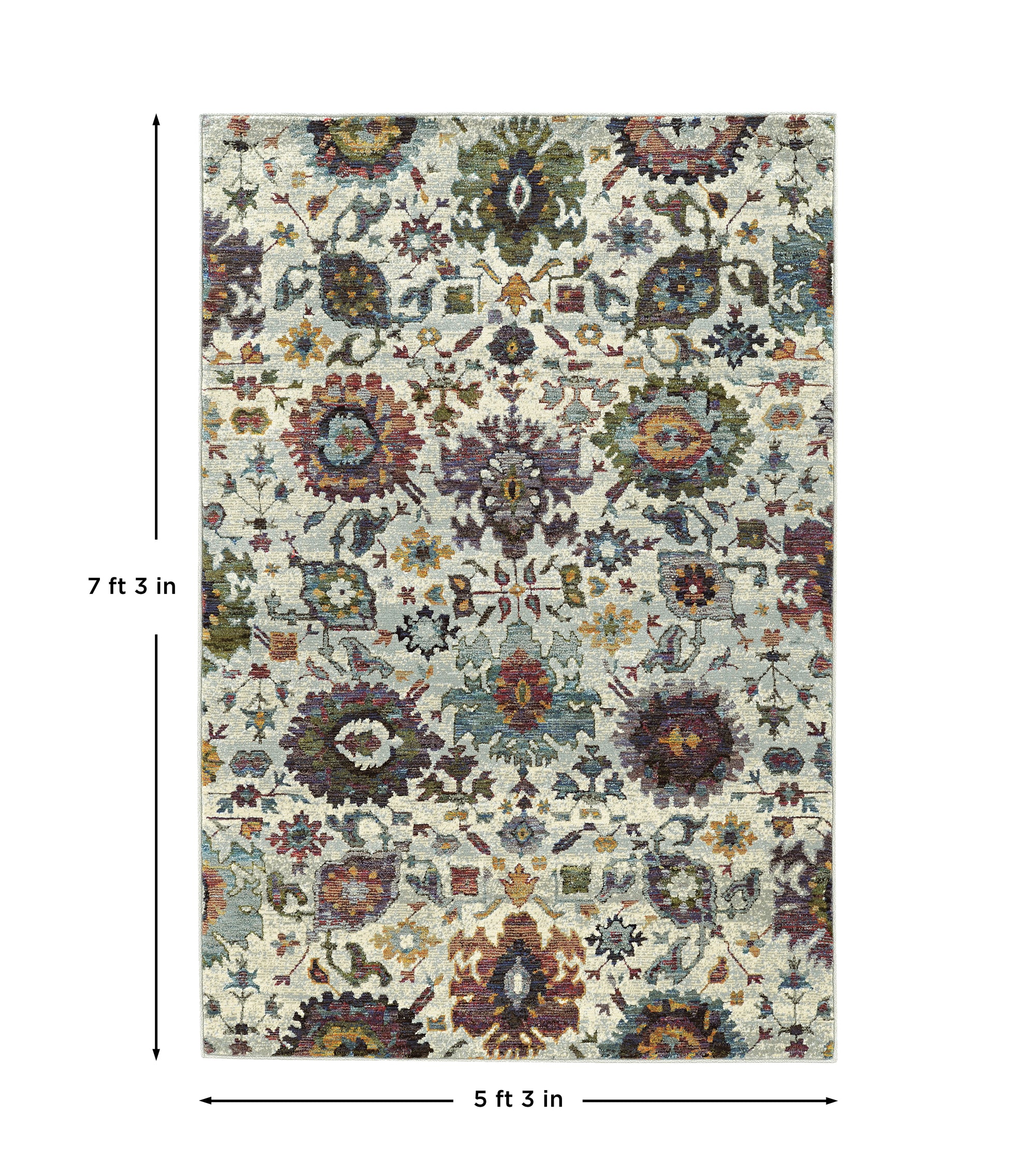 Stone Grey Purple Green Gold Teal Traditional Vintage Bohemian Area Rug