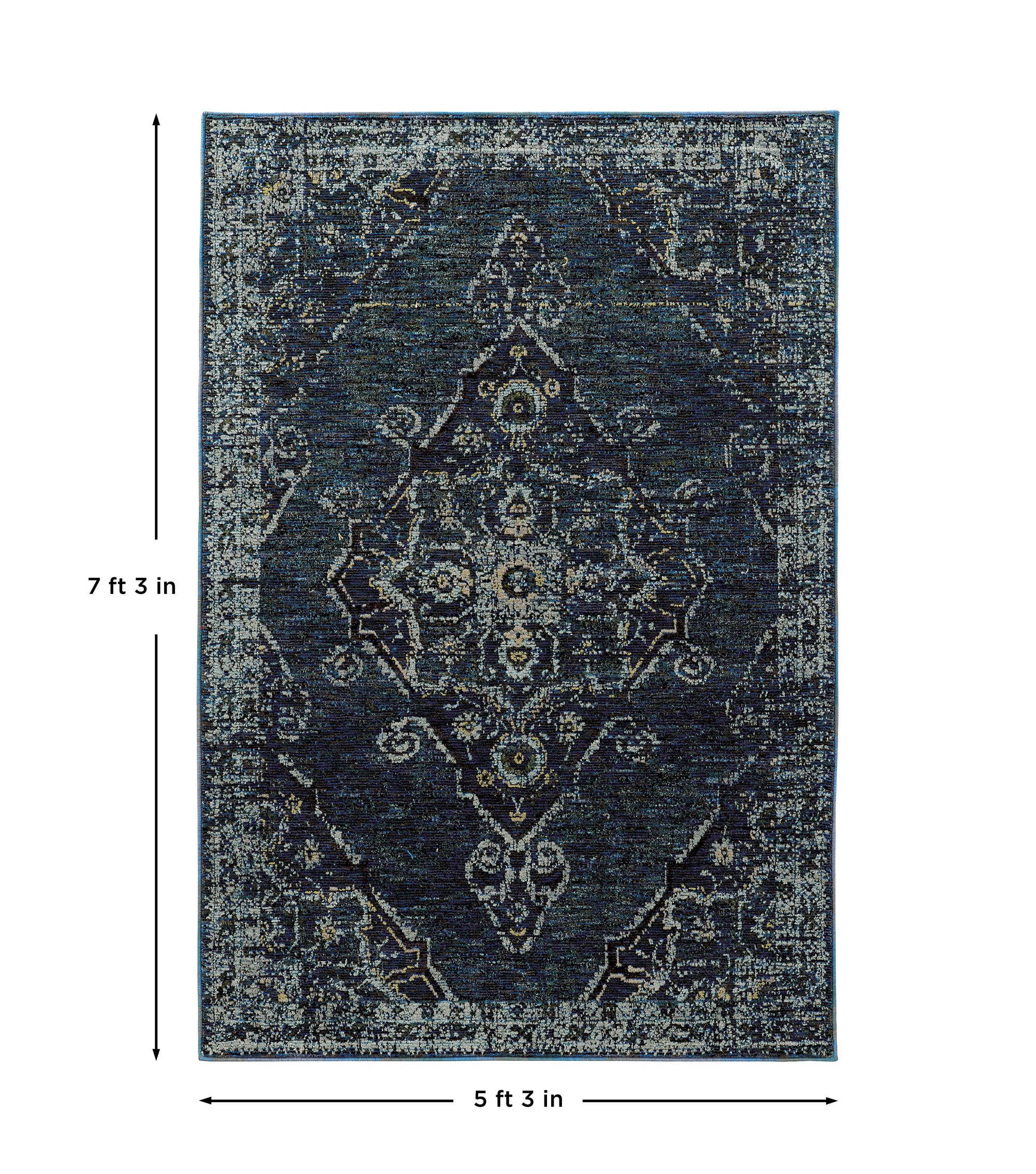 Blues Brown Traditional Vintage Bohemian Area Rug