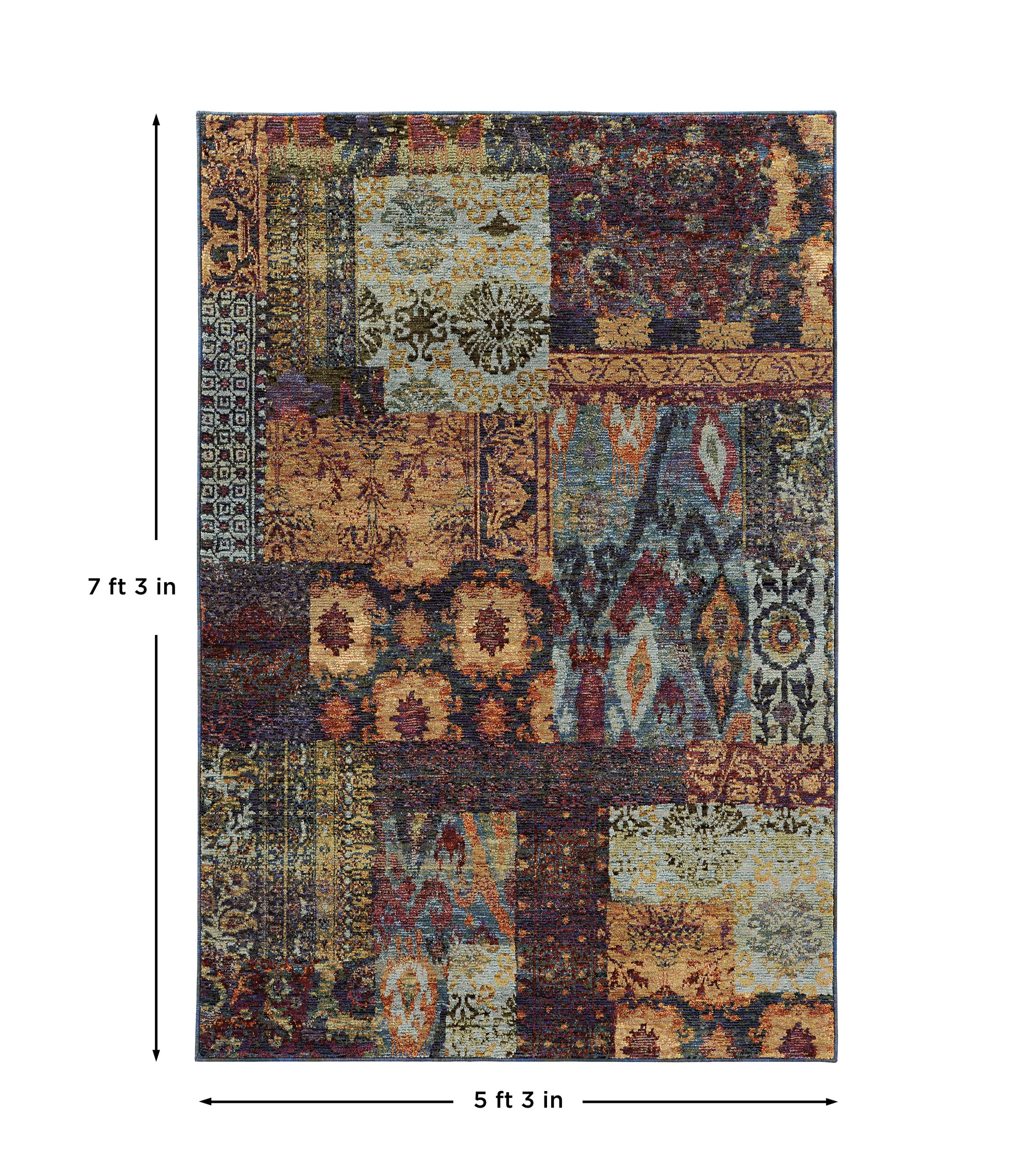 Gold Blue Purple Green Red Traditional Vintage Bohemian Area Rug