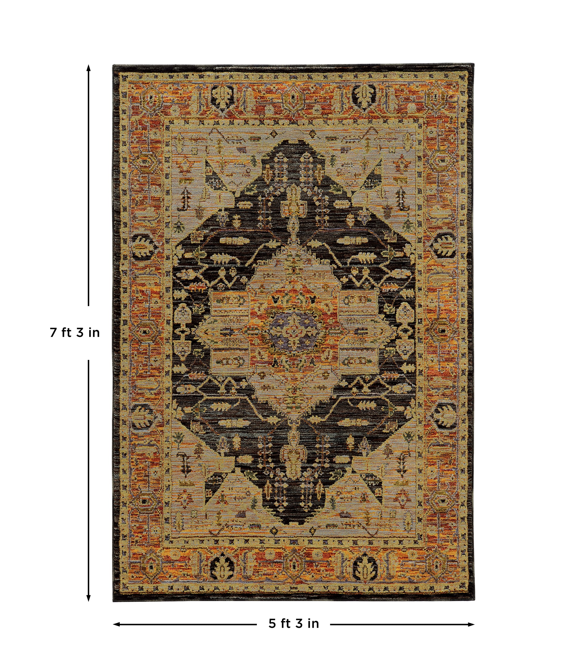 Gold Brown Grey Rust Green Purple Traditional Vintage Bohemian Area Rug