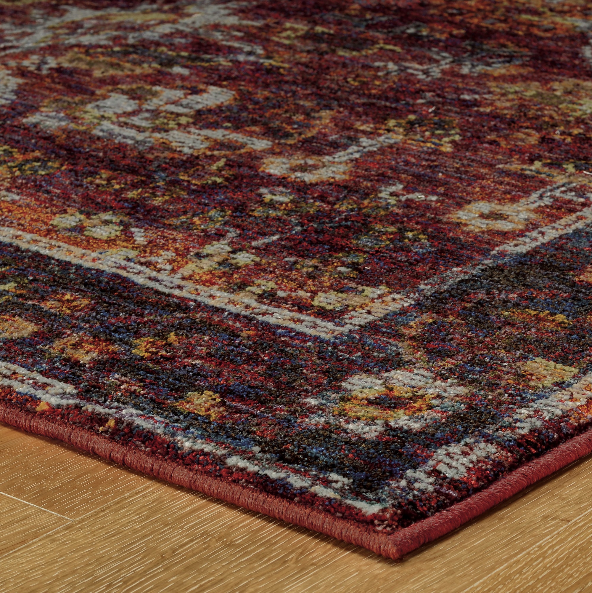 Red Purple Gold Grey Traditional Vintage Bohemian Area Rug
