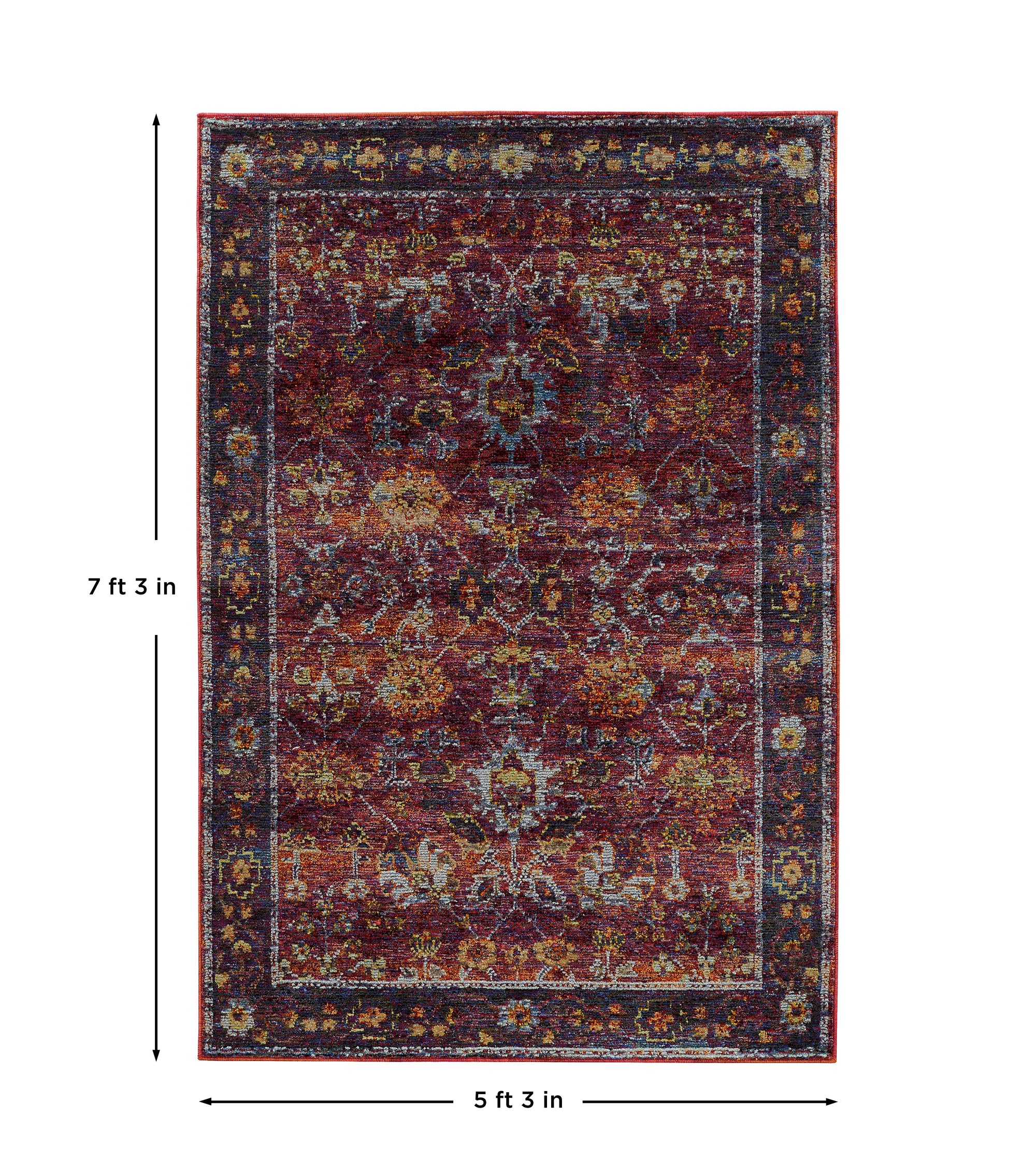 Red Purple Gold Grey Traditional Vintage Bohemian Area Rug