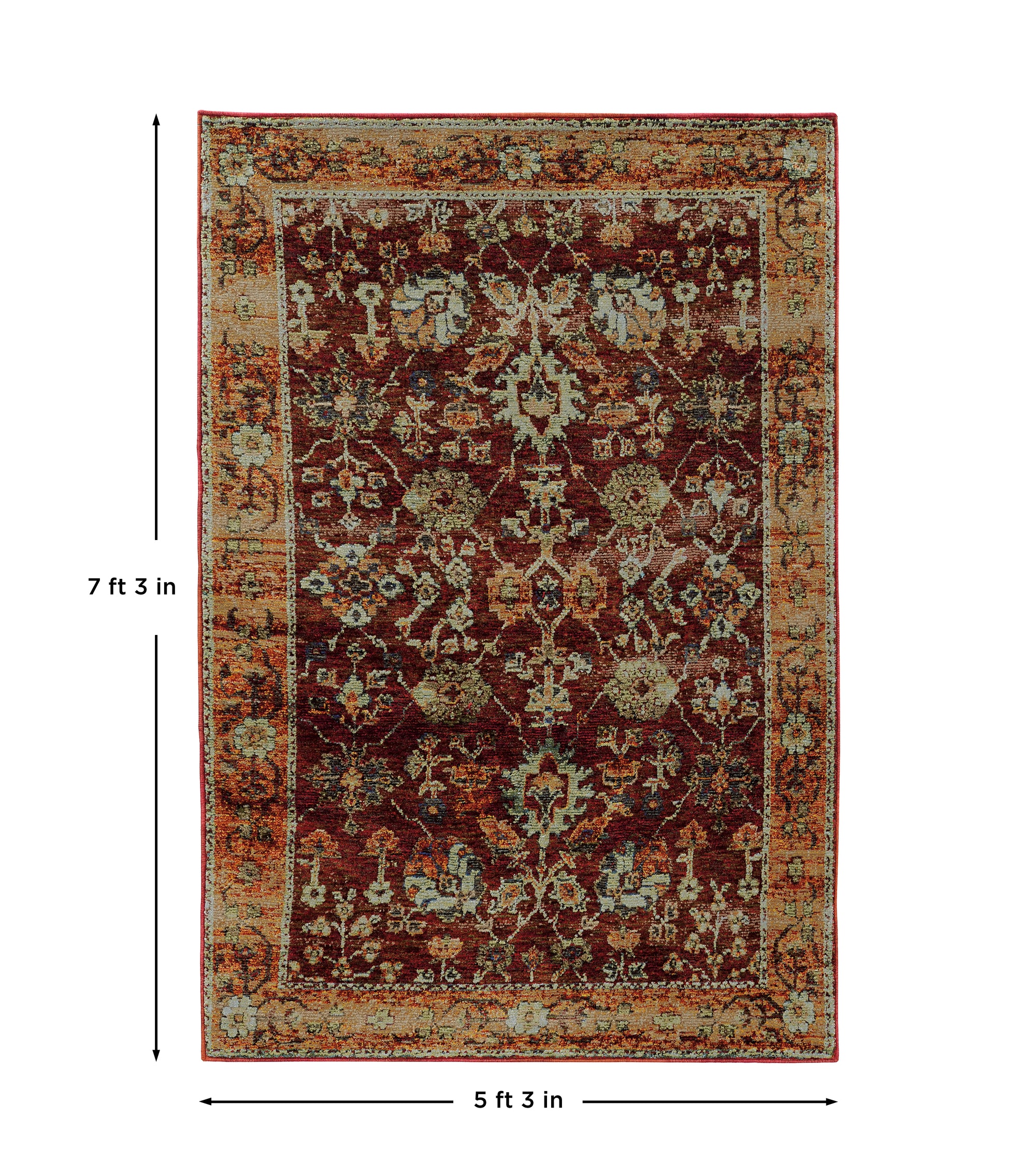 Red Gold Green Gold Traditional Vintage Bohemian Area Rug