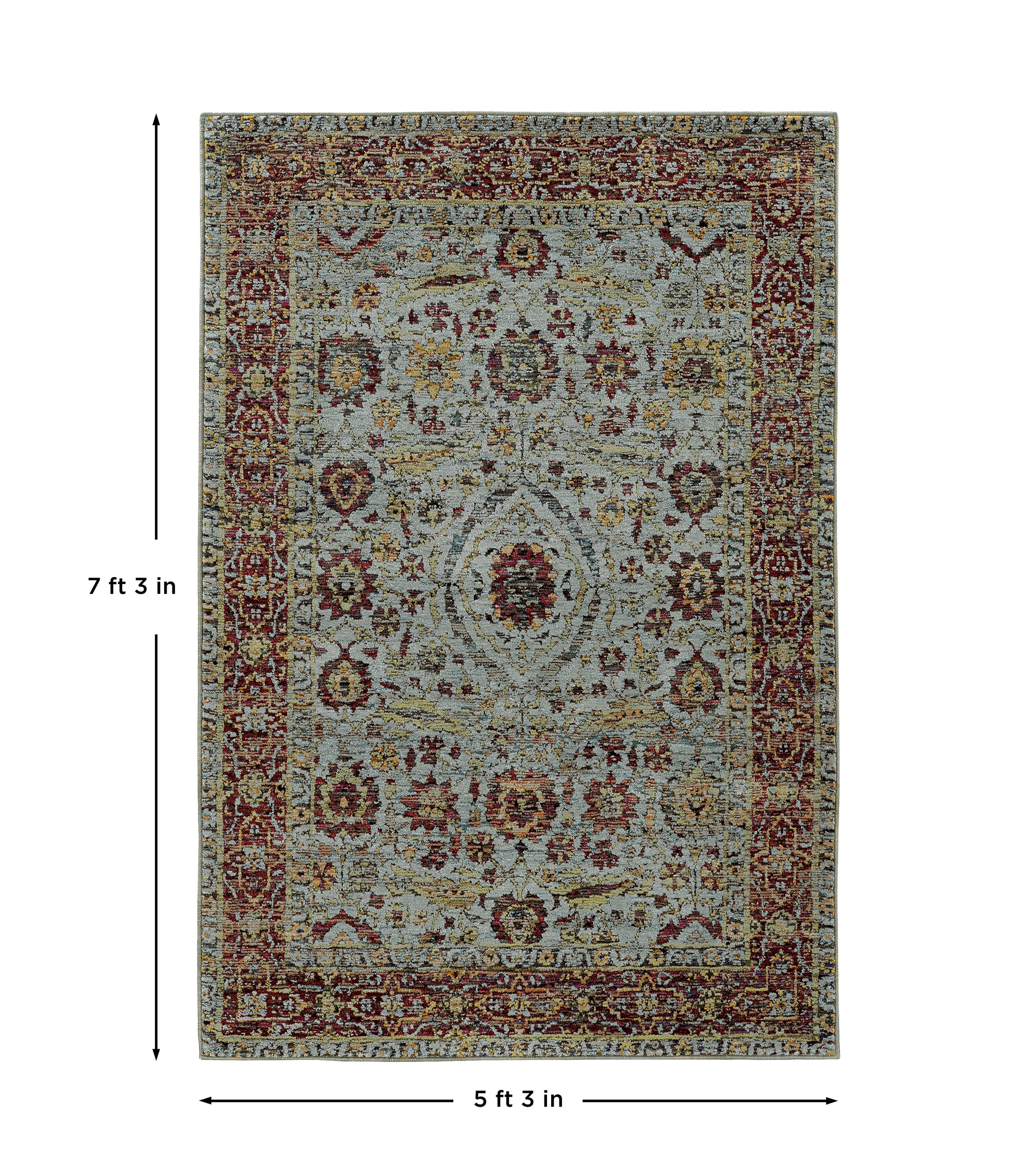 Blue Red Green Gold Traditional Vintage Bohemian Area Rug