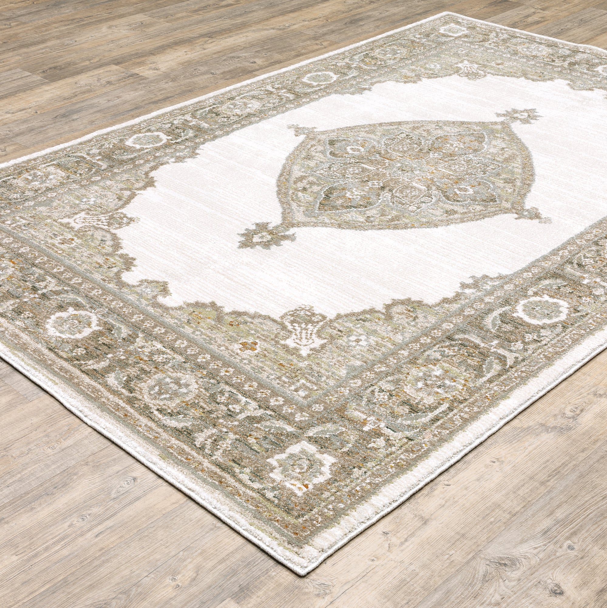 Beige Ivory Tan Gold Grey Green Traditional Vintage Bohemian Area Rug