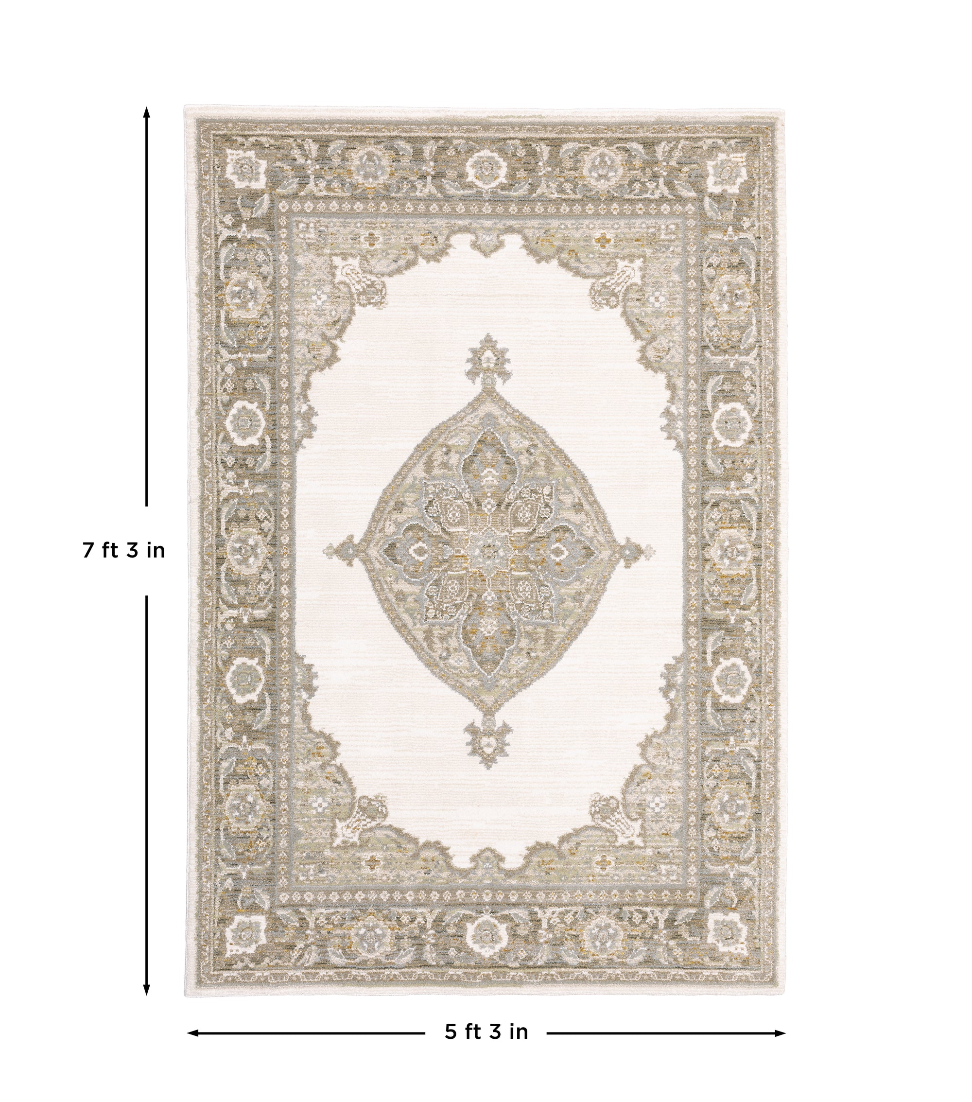 Beige Ivory Tan Gold Grey Green Traditional Vintage Bohemian Area Rug