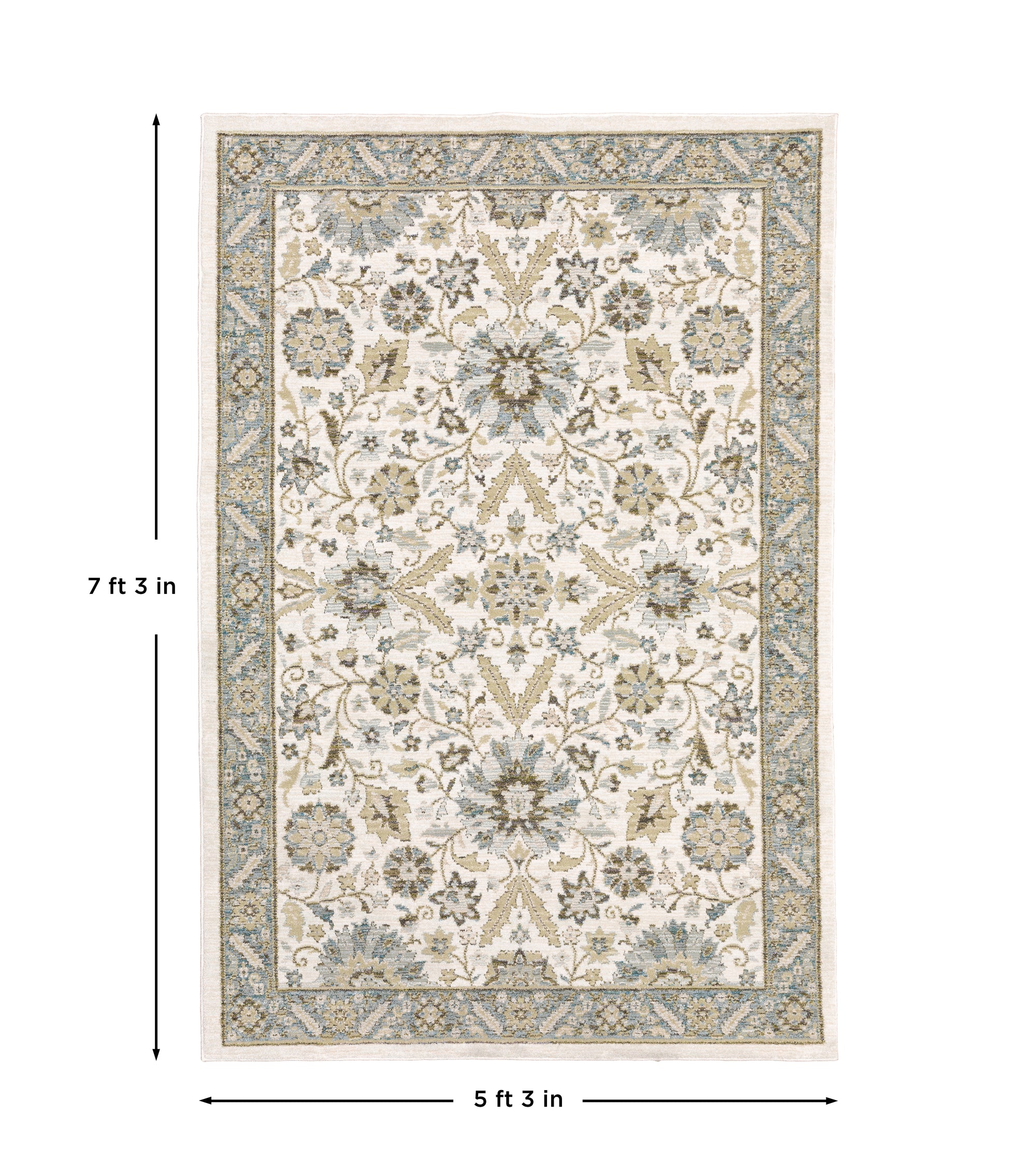 Stone Grey Ivory Green Brown Teal Light Blue Traditional Vintage Bohemian Area Rug