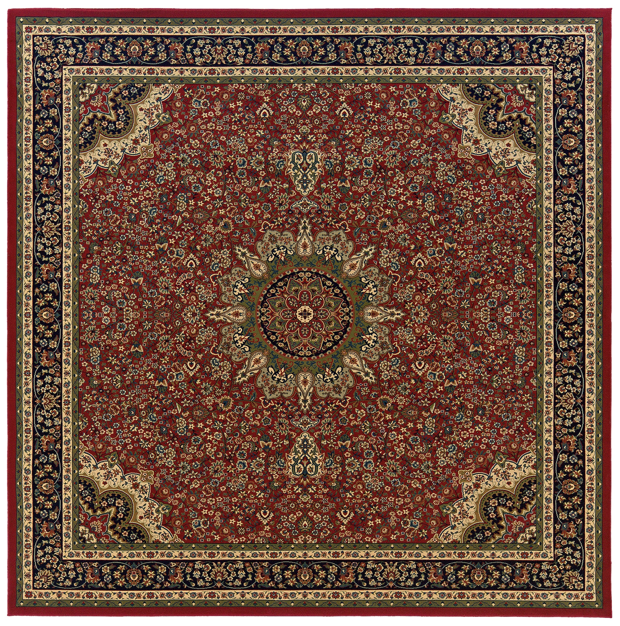 Red Blue Ivory Green Traditional Persian  Area Rug