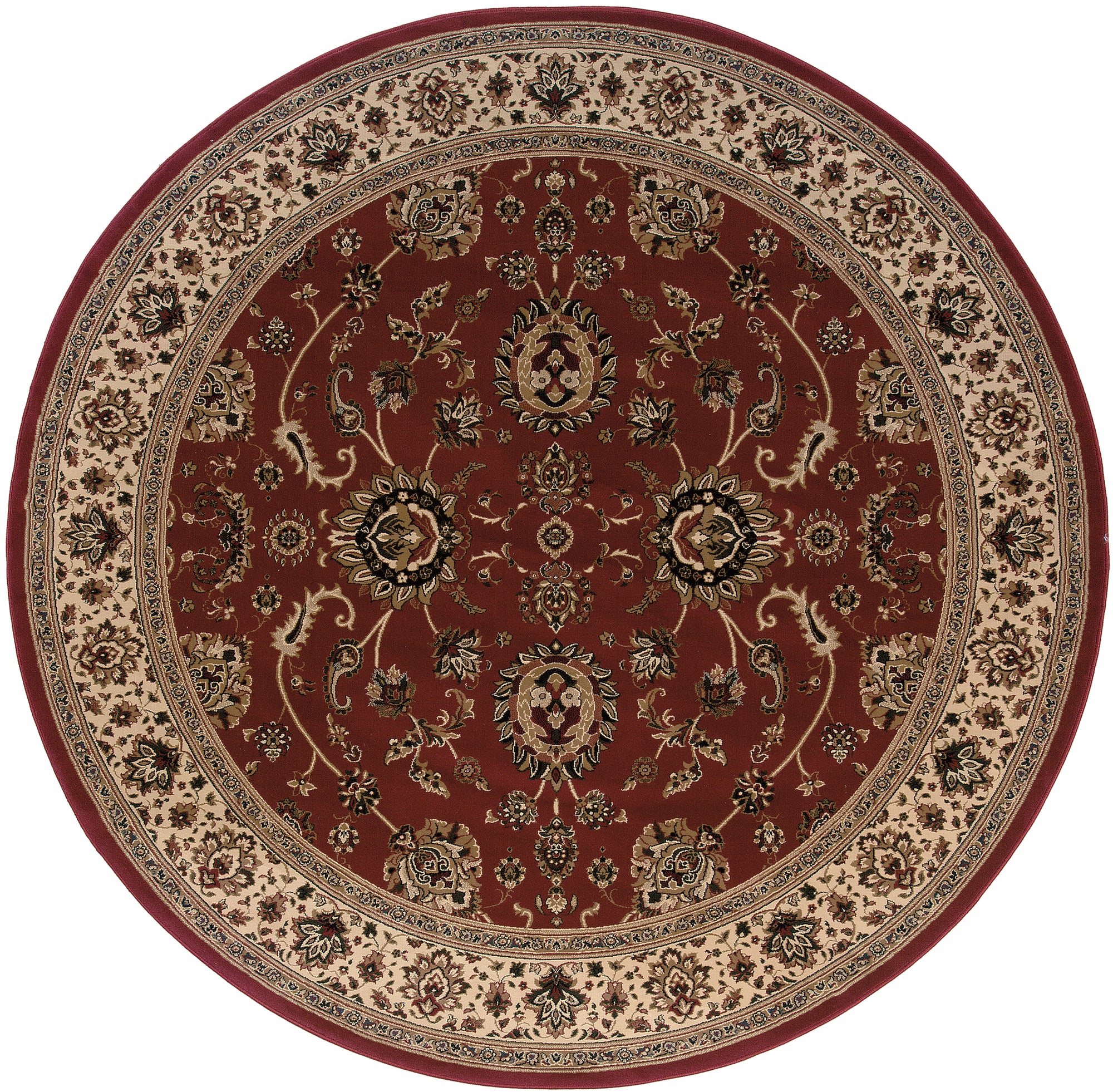 Red Ivory Black Brown Red Green Traditional Persian  Area Rug
