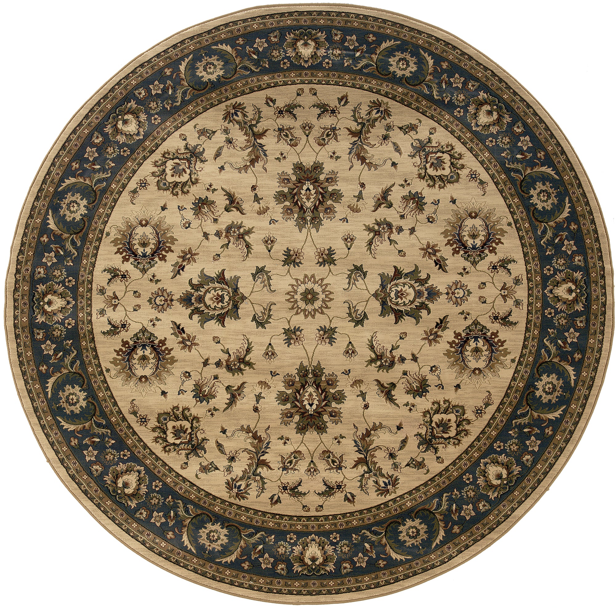 Ivory Blue Brown Red Black Traditional Persian  Area Rug