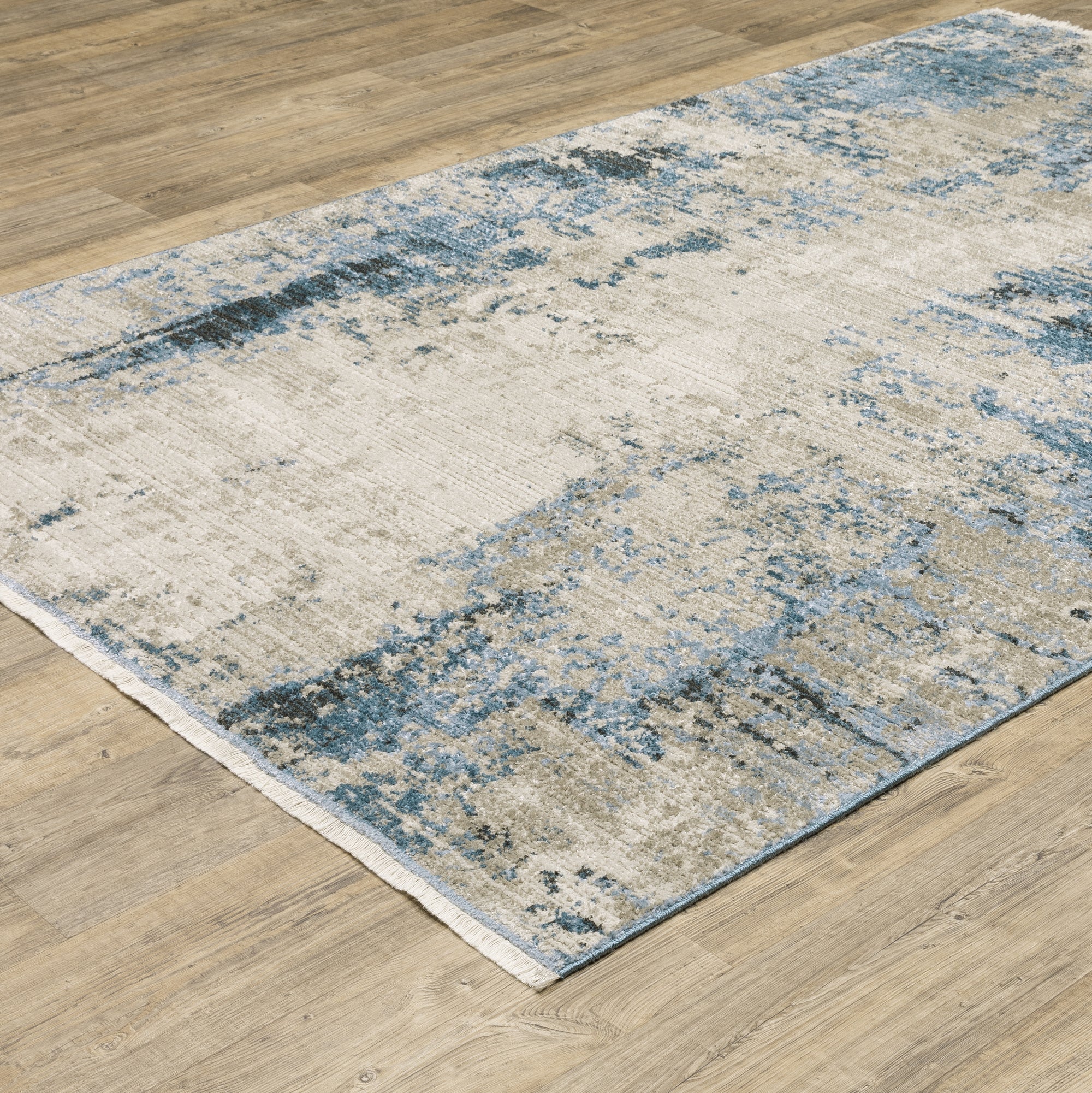 Blue Grey Ivory Light Blue Dark Blue Modern & Contemporary Industrial  Area Rug