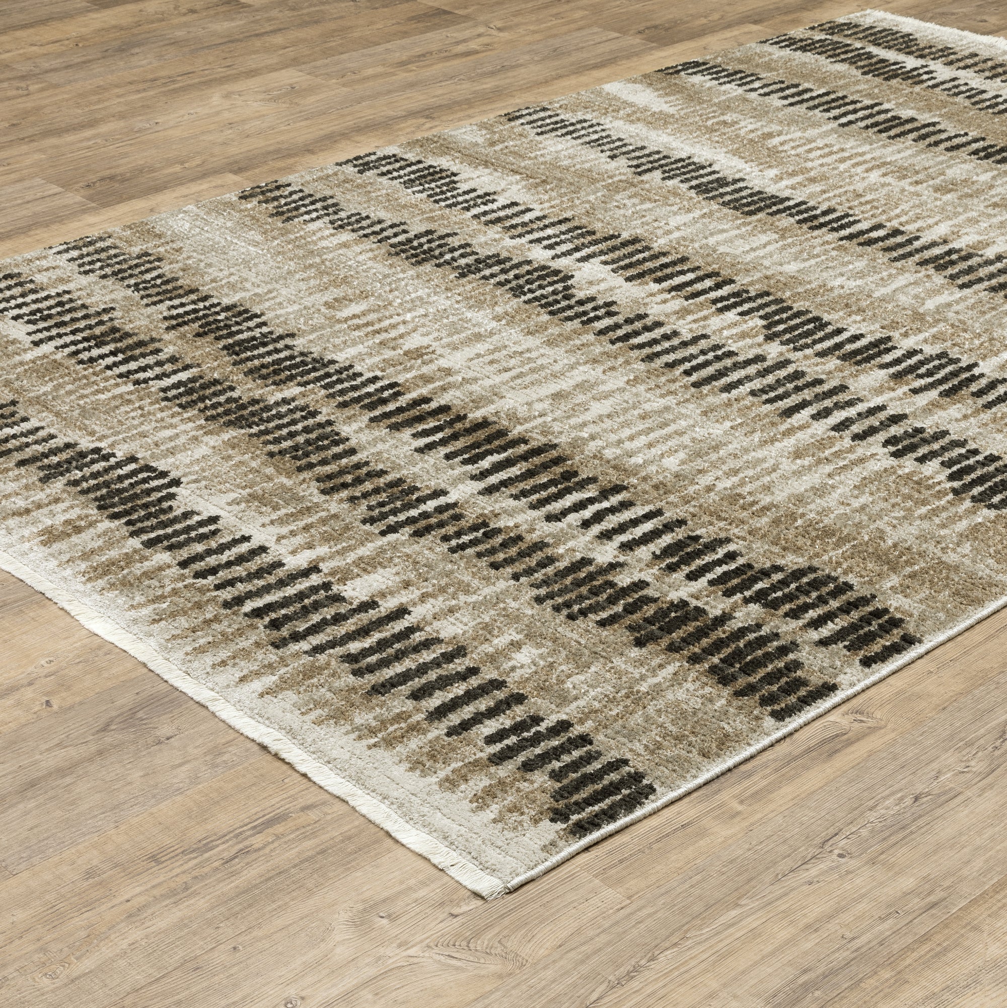 Beige Ivory Charcoal Brown Tan Grey Modern & Contemporary Casual  Area Rug