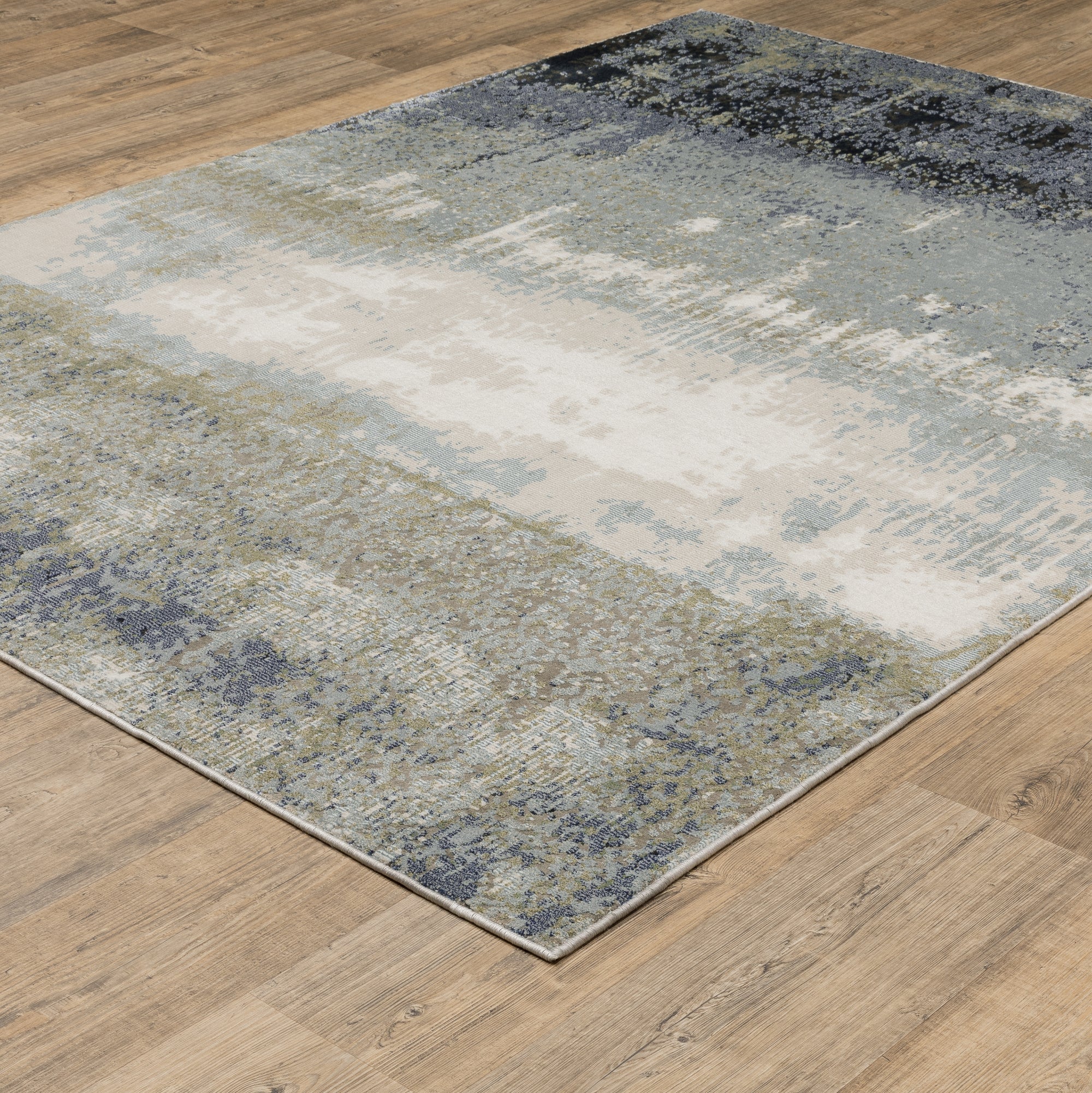Blue Green Grey Beige Modern & Contemporary Industrial  Area Rug
