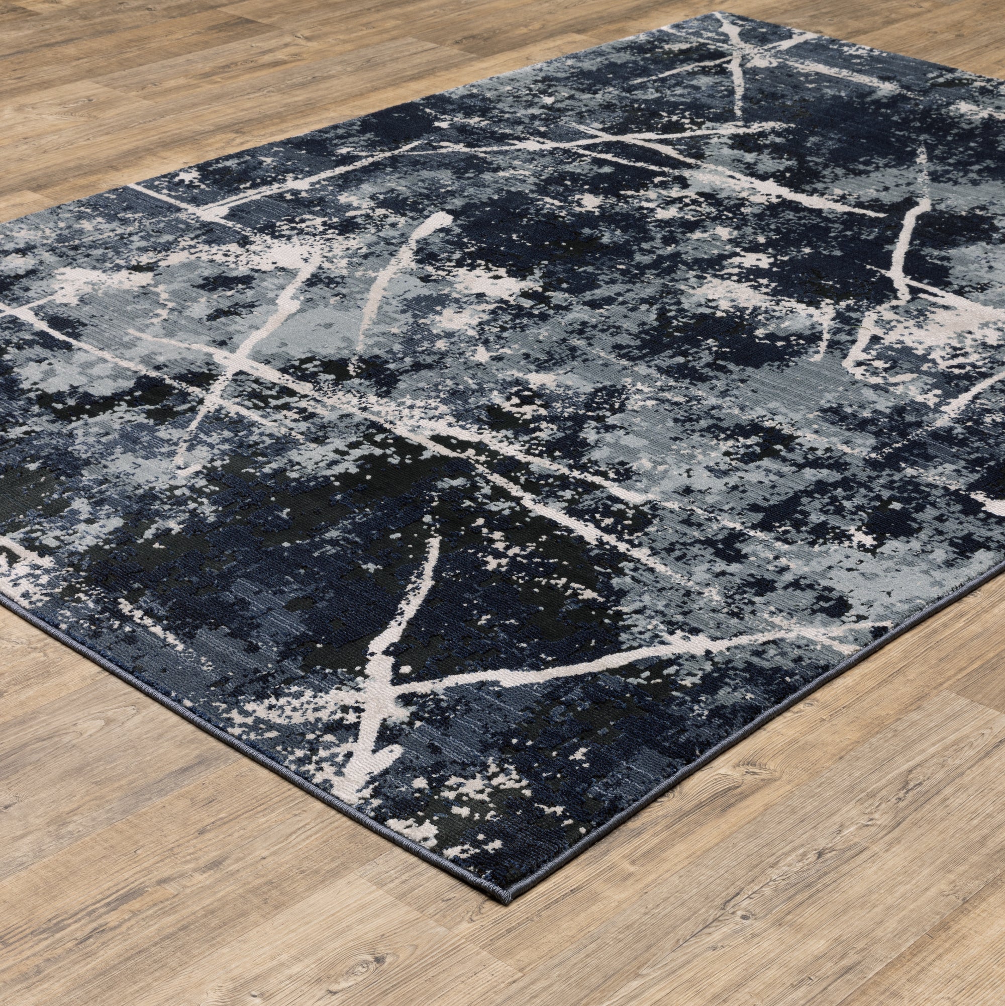 Blue Grey Beige Modern & Contemporary Industrial  Area Rug
