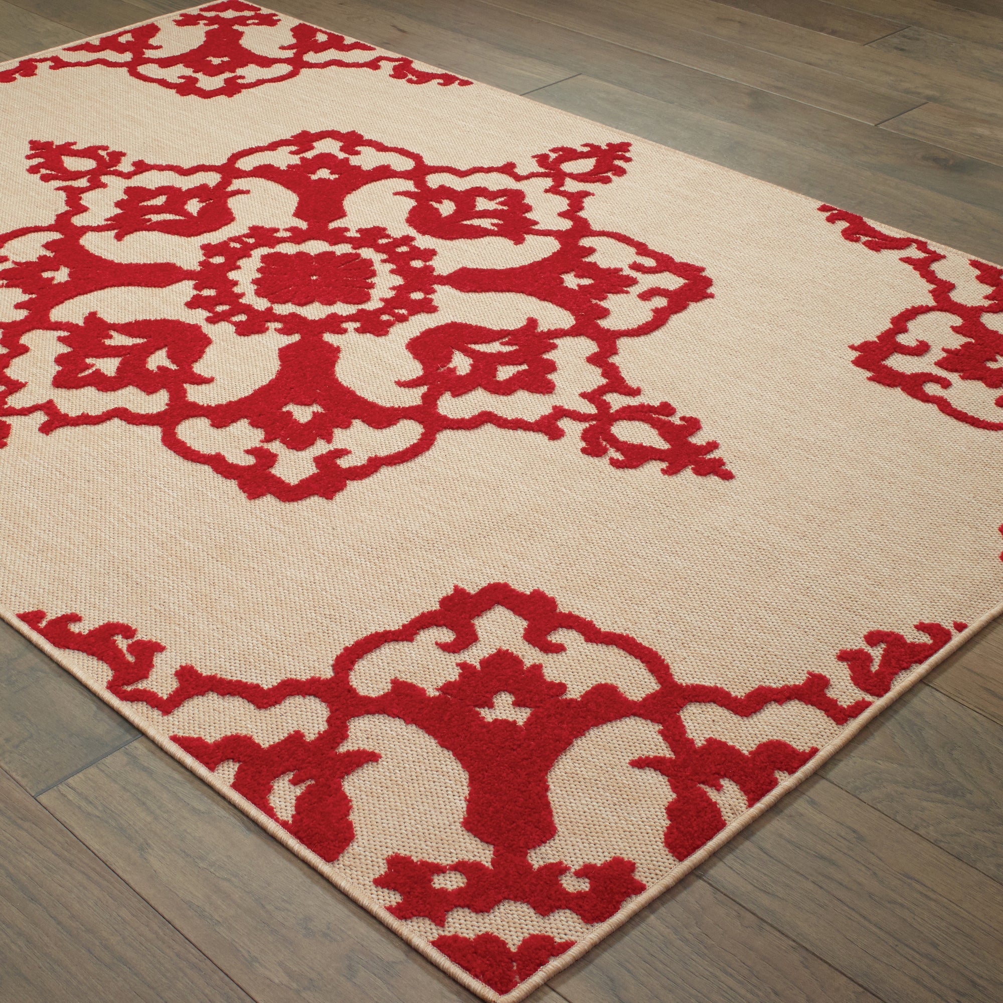 Tan Red Rugs Red Tan Transitional Global Area Rug - Woodwaves