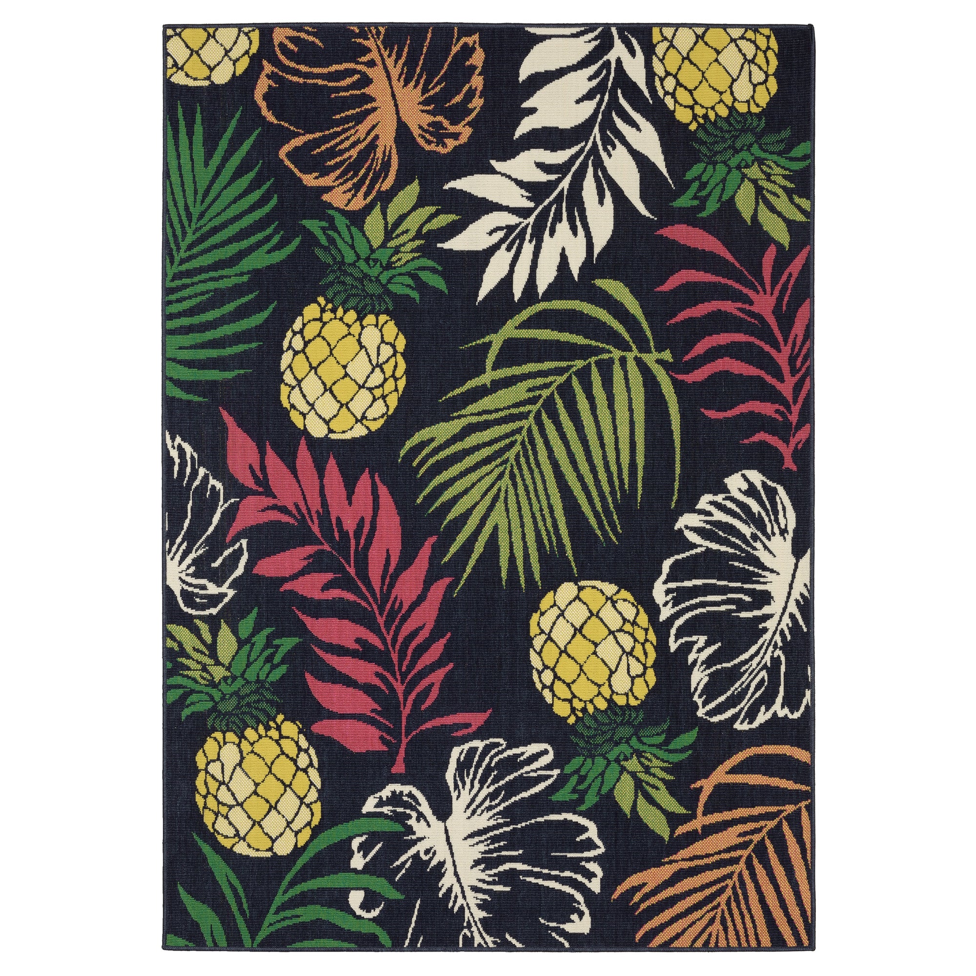 Navy Green Pink Orange Yellow Ivory Tropical Novelty Area