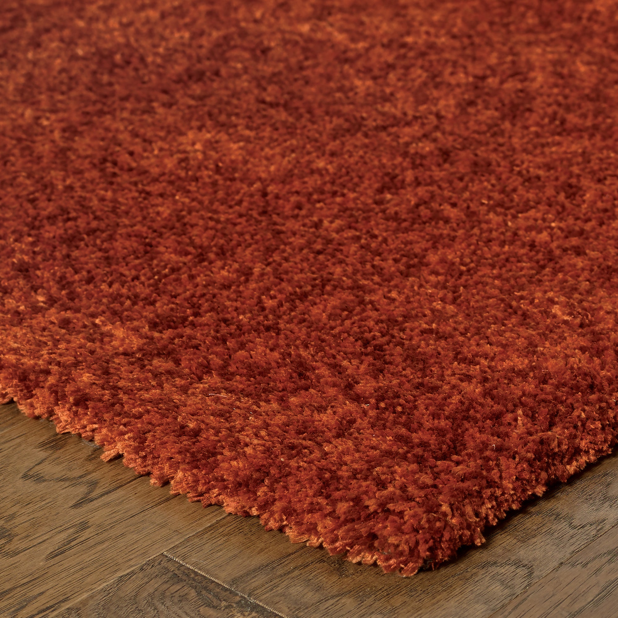 Rust Red Shag Contemporary Glam Area Rug - Woodwaves