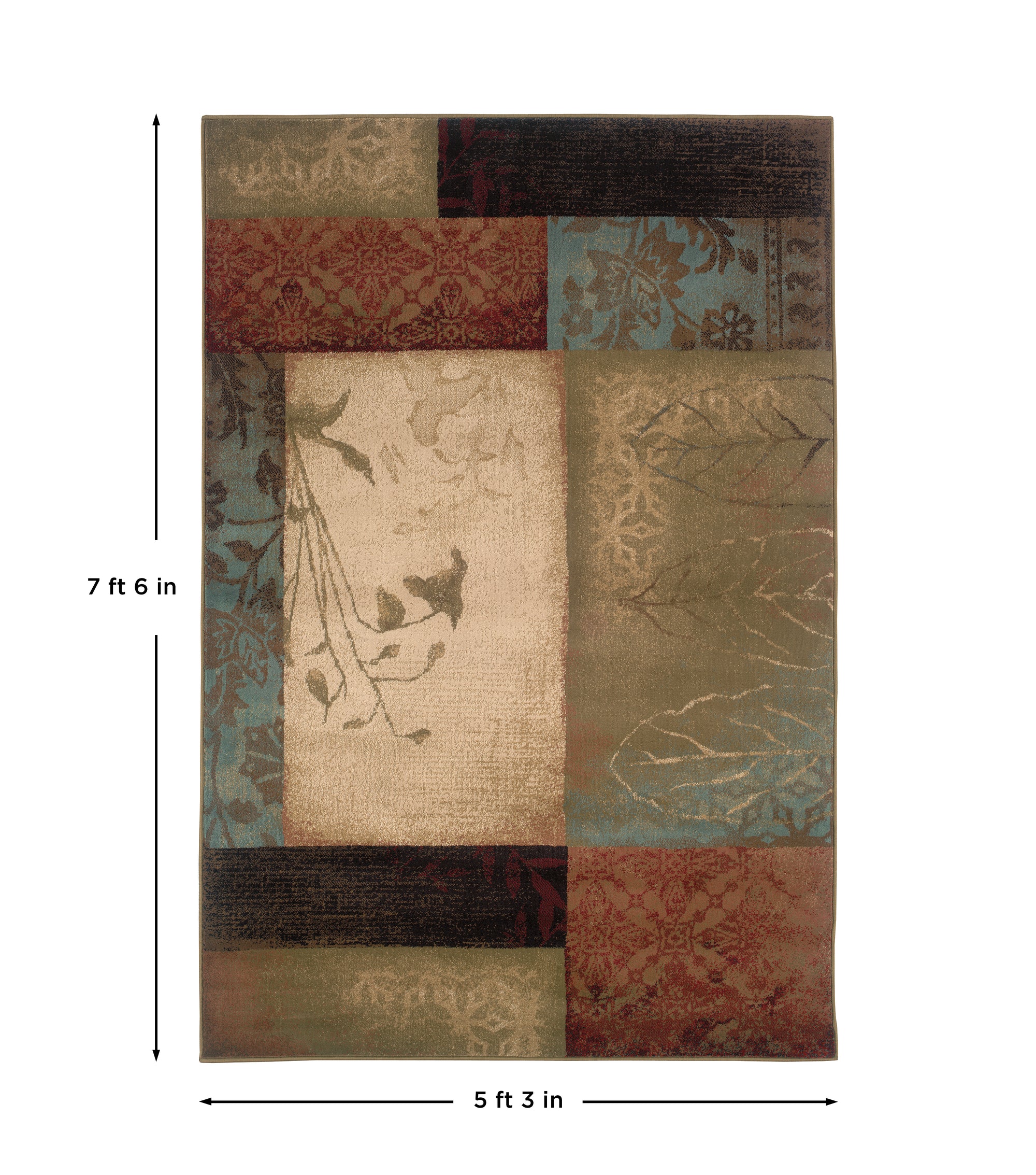 Beige Green Blue Red Gold Transitional Contemporary Global Area Rug