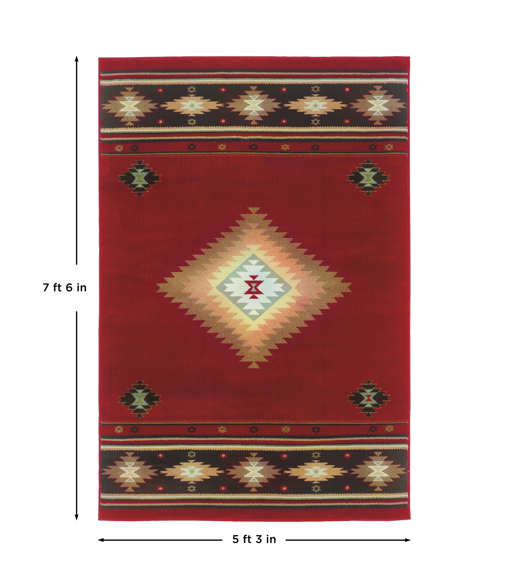 Red Green Southwestern Cabin/Lodge Tribal Area Rug