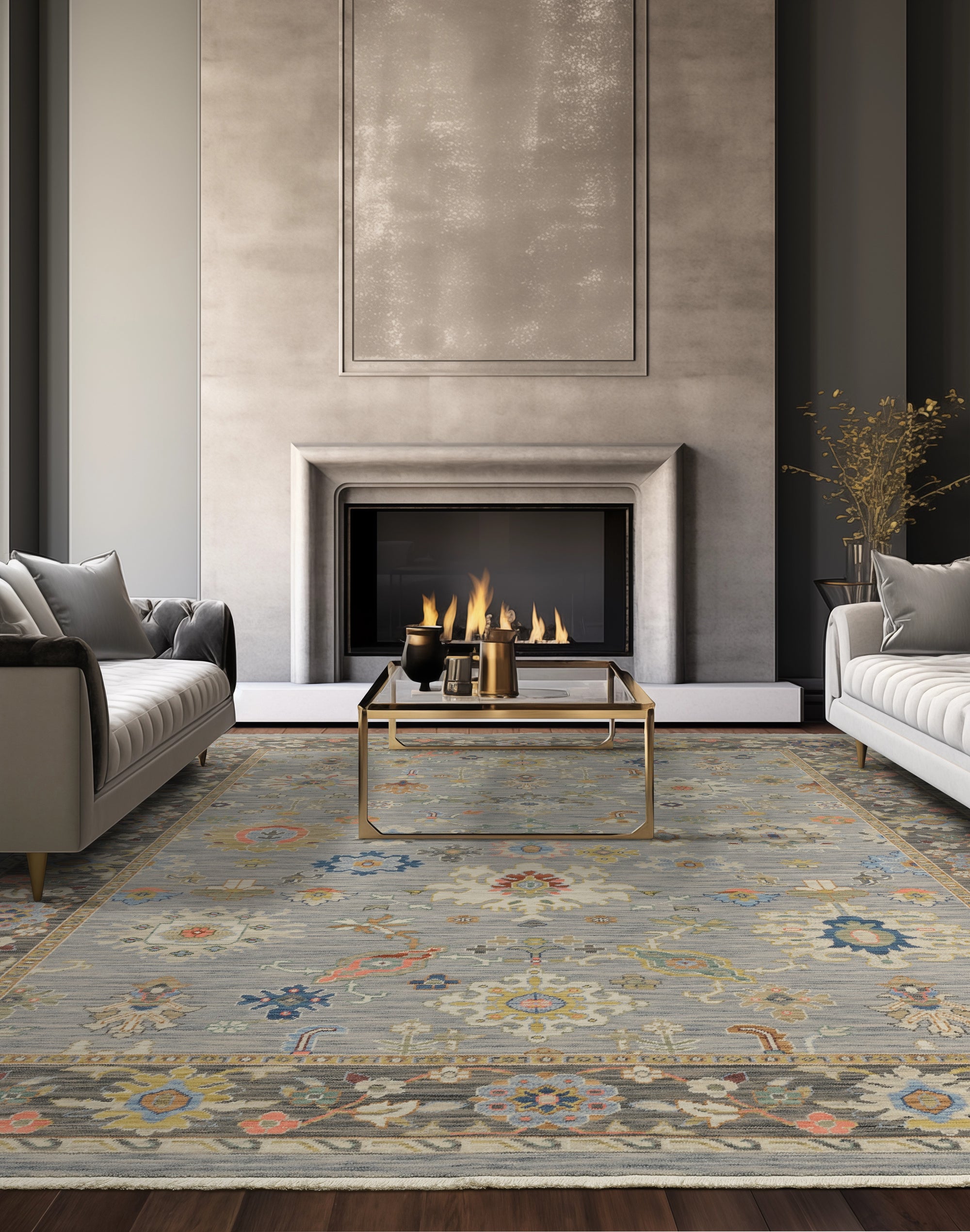 Blue Grey Gold Green Pink Orange Ivory Red Traditional Bohemian  Area Rug