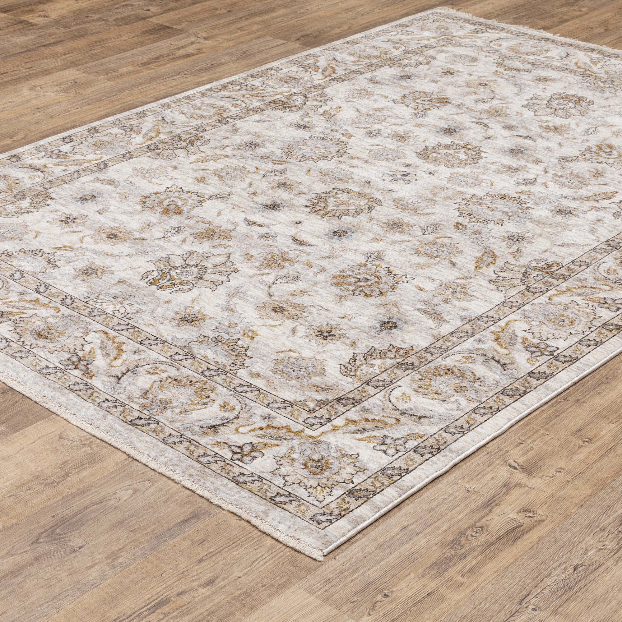 Ivory Grey Traditional Vintage Persian Area Rug