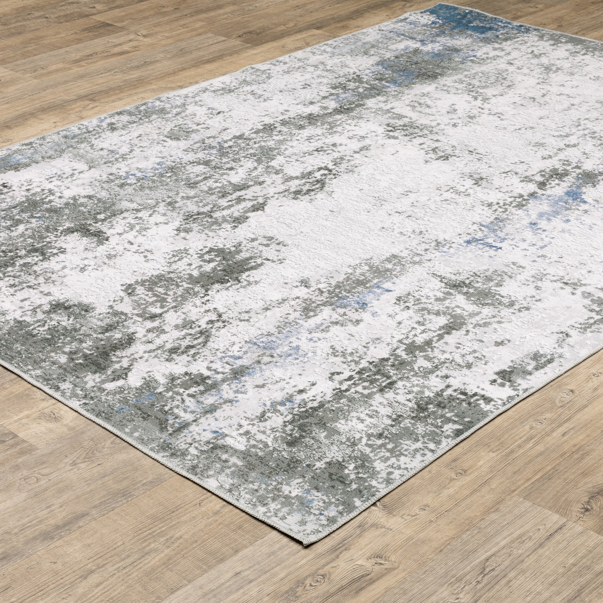 Silver Grey Light Blue Charcoal Modern & Contemporary Industrial  Area Rug