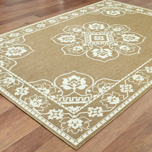 Tan Ivory Traditional Casual Classic Area Rug - Woodwaves