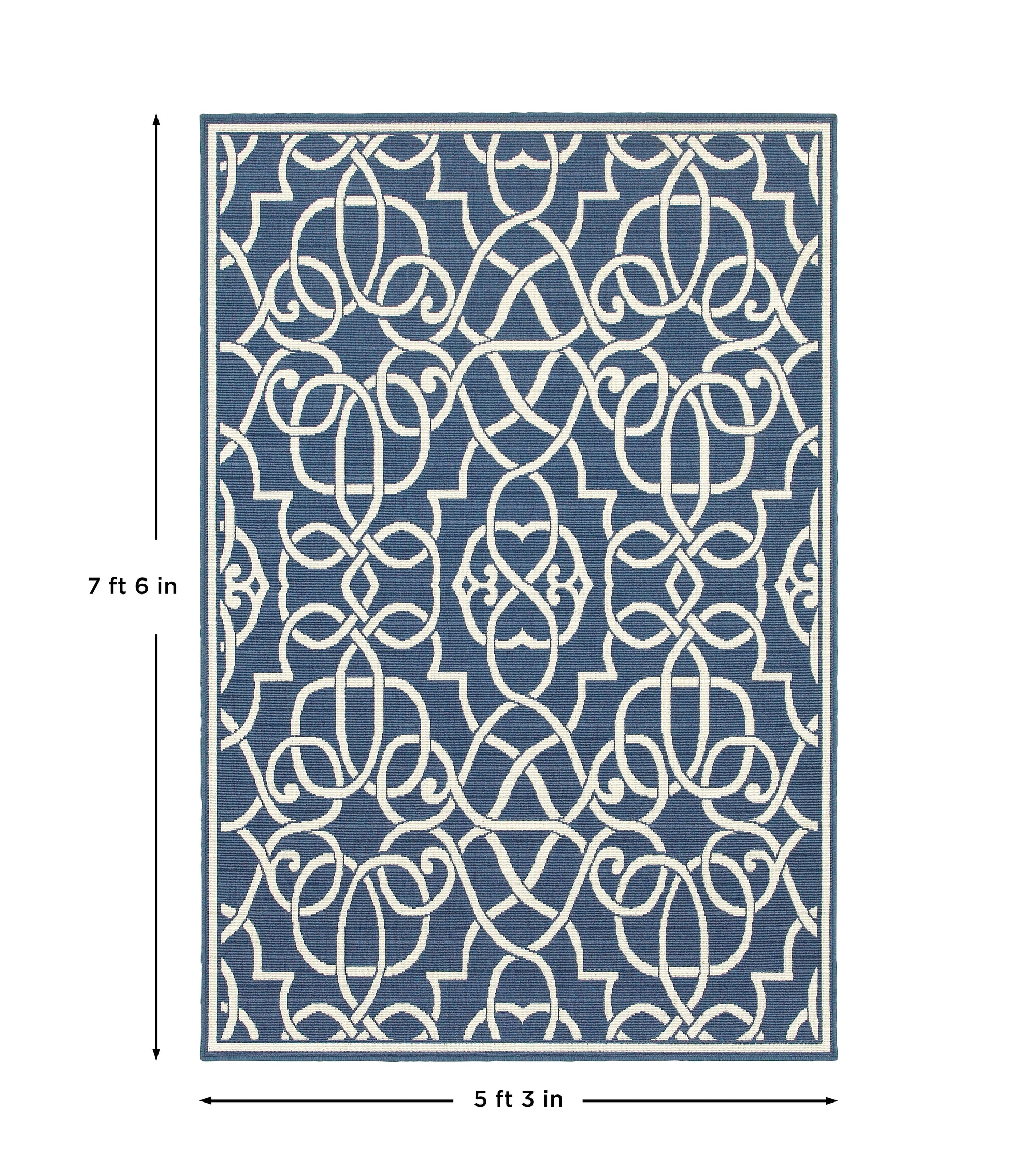 Navy Ivory Moroccan Traditional  Area Rug