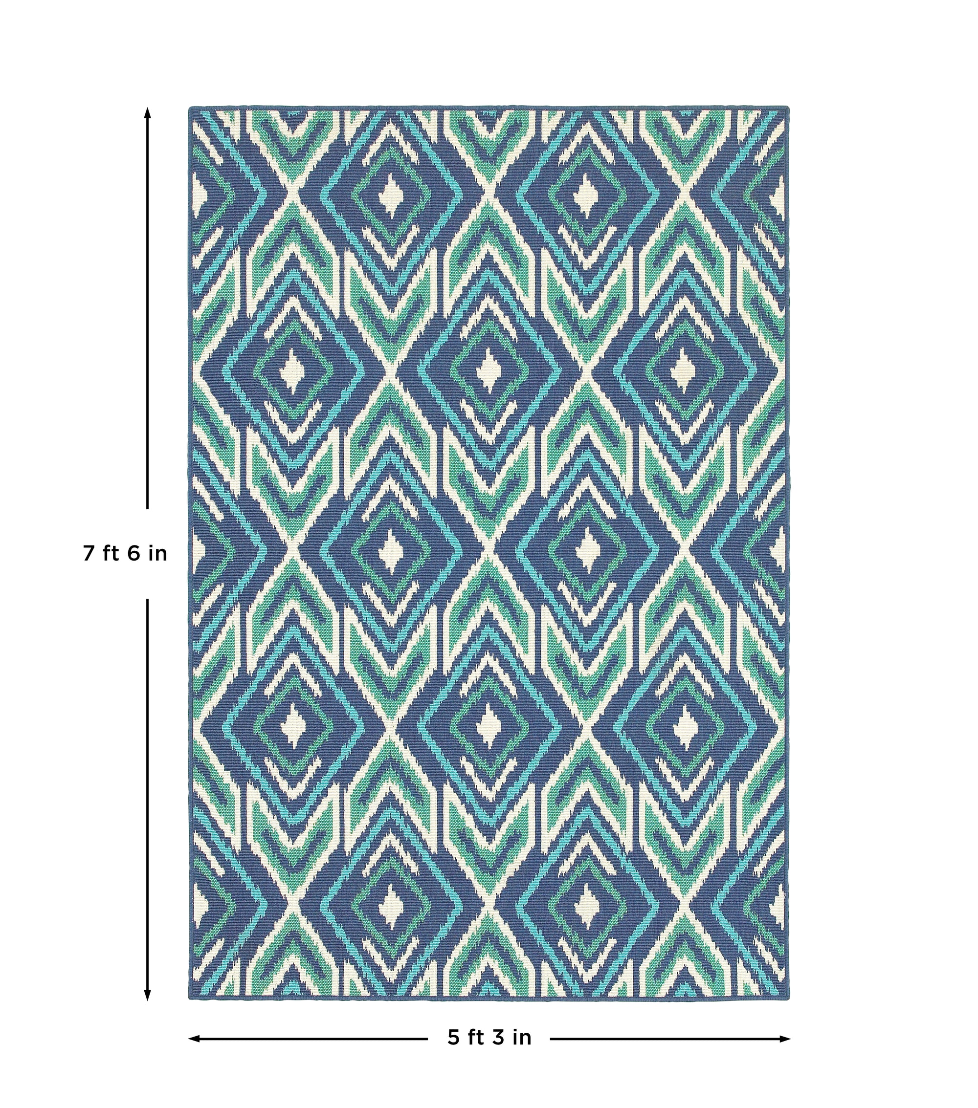 Navy Green Bohemian Transitional Global Area Rug
