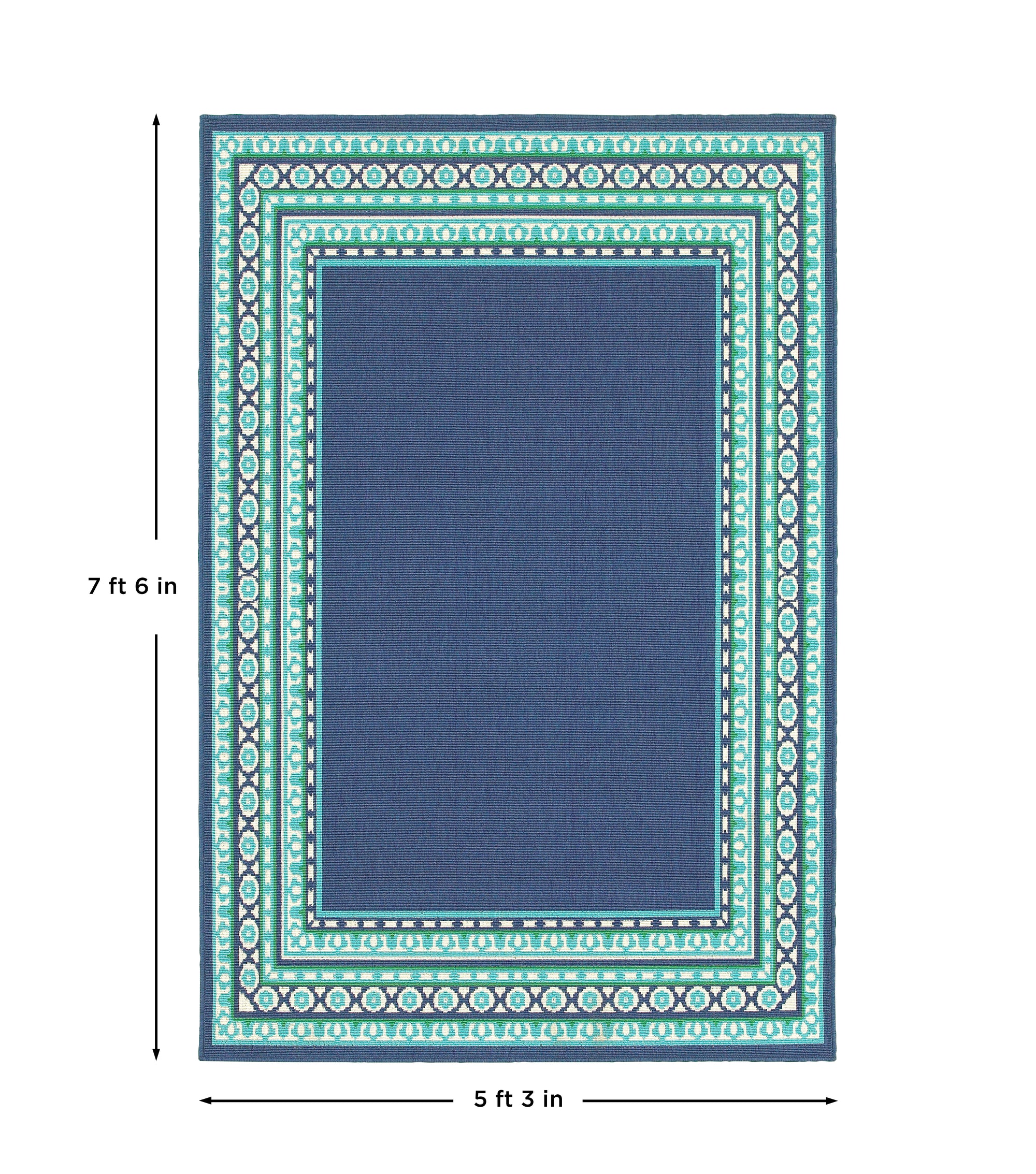 Navy Green Traditional Farmhouse Casual Area Rug