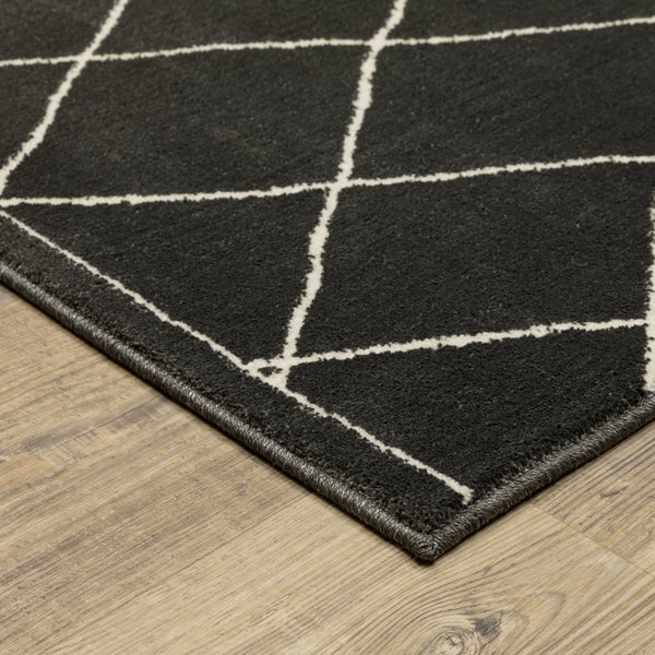 Black Charcoal Ivory Transitional Casual Area Rug - Woodwaves