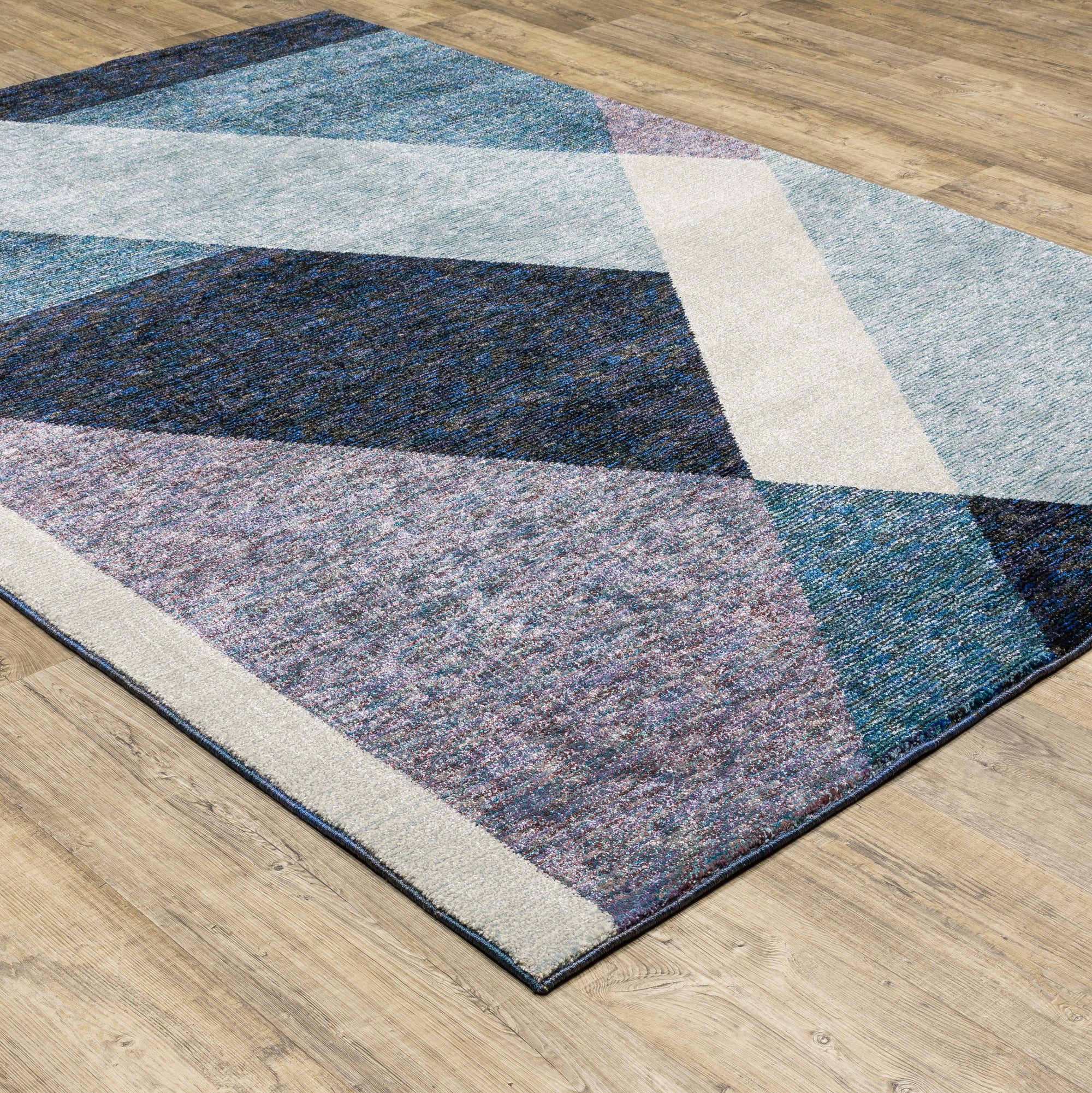 Blue Purple Grey Teal Modern & Contemporary Art-deco  Area Rug