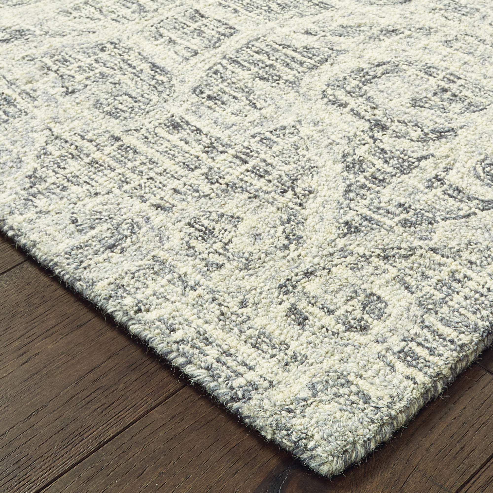 Grey Ivory Transitional Global  Area Rug