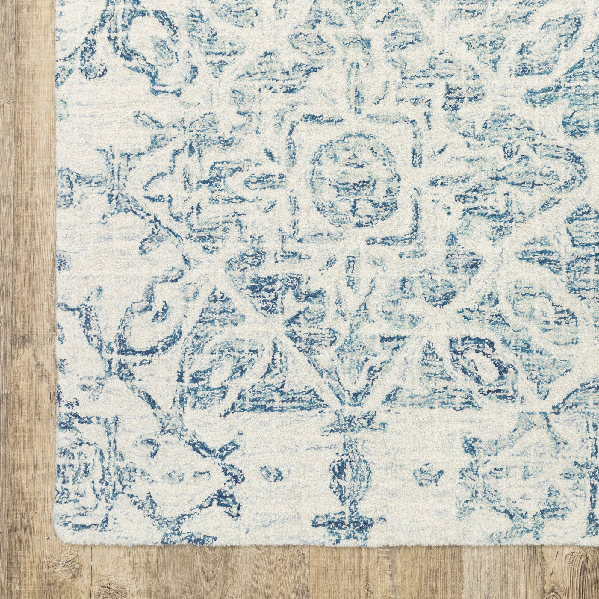Blue Ivory Transitional Global  Area Rug