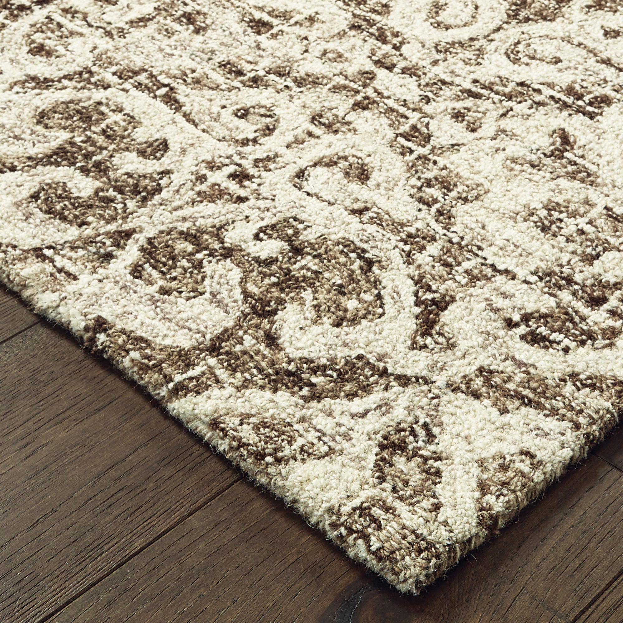 Brown Ivory Transitional Global  Area Rug